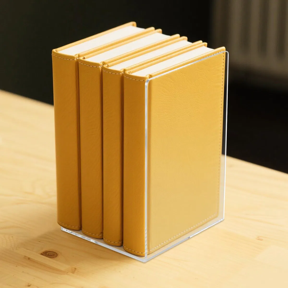 16 Sujetalibros de Acrílico Transparente 3mm, Forma de L con Almohadillas Antideslizantes, 12.5x12.5x18.5cm, para Libros, Estantería, Escritorio, Oficina, Escuela, Biblioteca, Hogar
