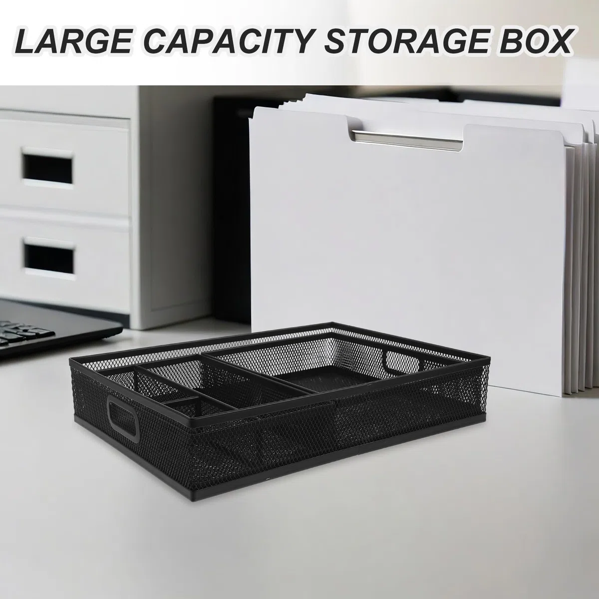 3 separadores de cajones de metal para escritorio - Organizador de cajones de malla metálica pequeña - Caja de almacenamiento de artículos de oficina para escritorio, baño, cocina y