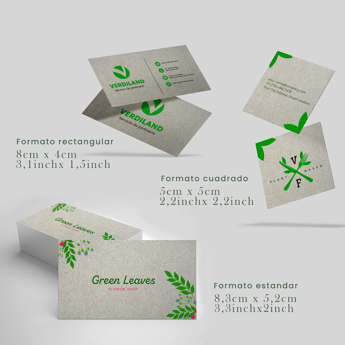 Tarjetas Personalizadas Biodegradable Césped de 400gr – Tarjetas de Visita Ecológicas para Empresas en Papel Reciclado – 250/500 y 1000 unidades