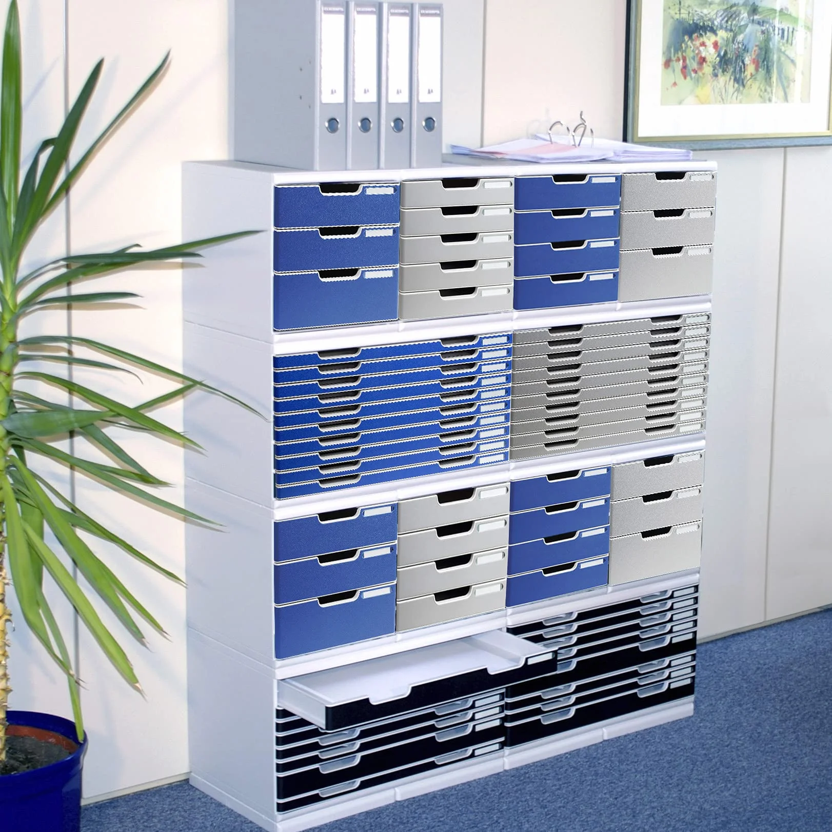 Exacompta - Mueble archivador con 5 cajones (tamaño A3), color gris perla