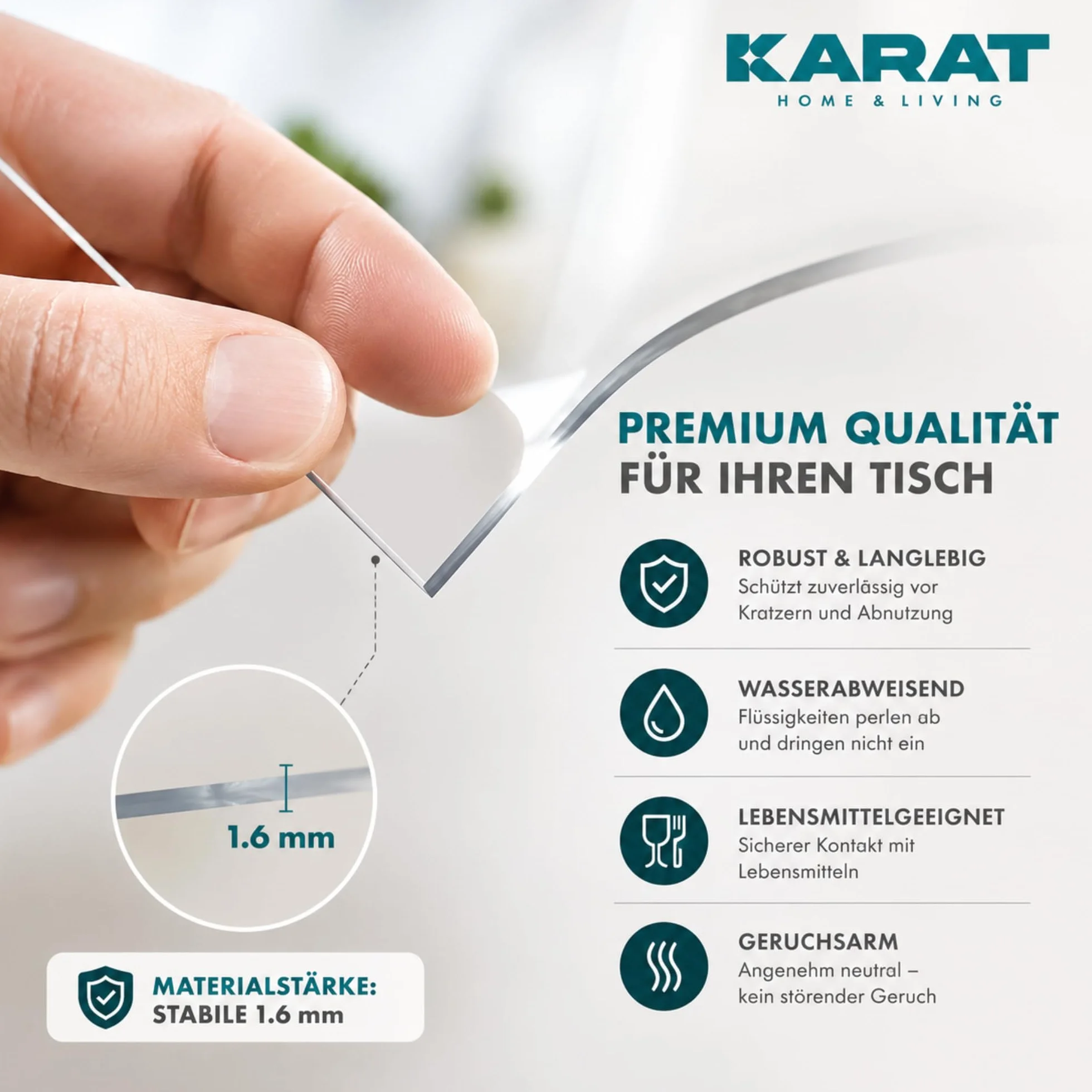 KARAT Protector de mesa transparente mate con borde biselado, mantel a medida, tamaño a elegir, lámina protectora mate, protector de mesa (Imperial, ancho 80 x largo: 160 cm)