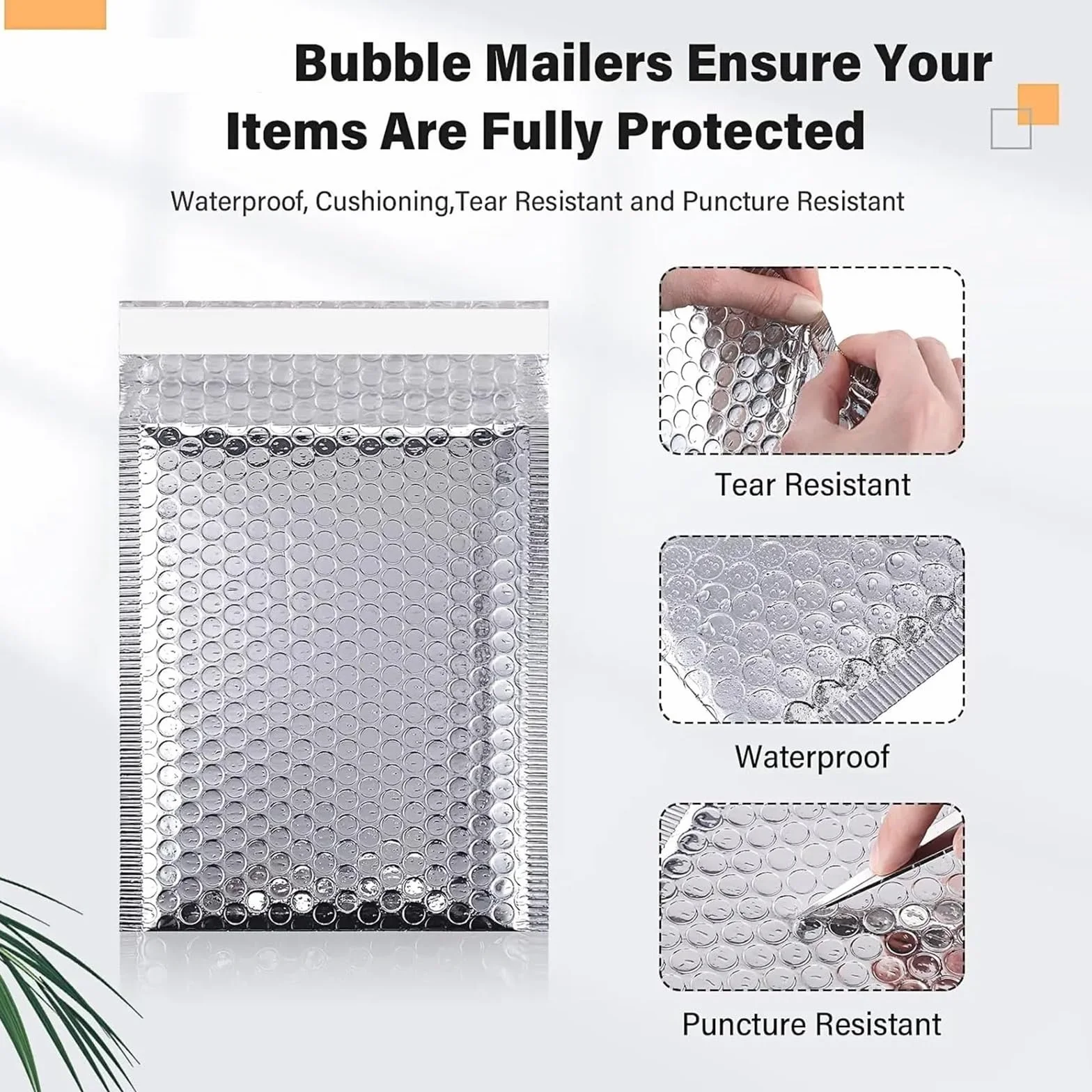 Embalaje de envío sobre burbujas plateado 50 piezas | Suministros Bolsa De Embalaje Bolsas Oficina De Correo for Pequeñas Empresas(15*20cm)