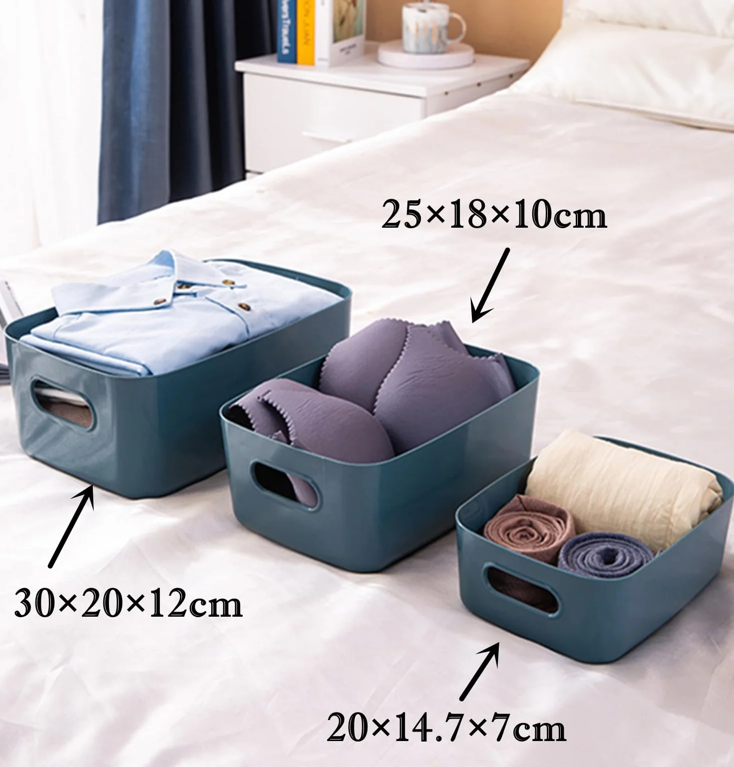 Cajas Almacenaje Plastico 30x20x12cm Organizadoras Cestas Colorido