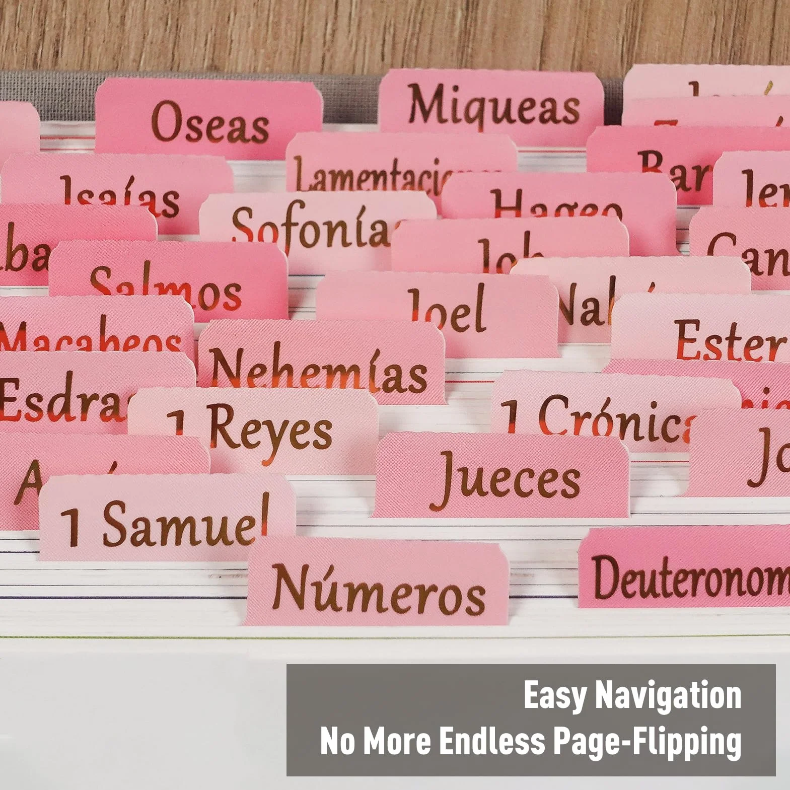 Pestañas de la Biblia en español para mujeres, 90 elegantes pestañas de índice doradas