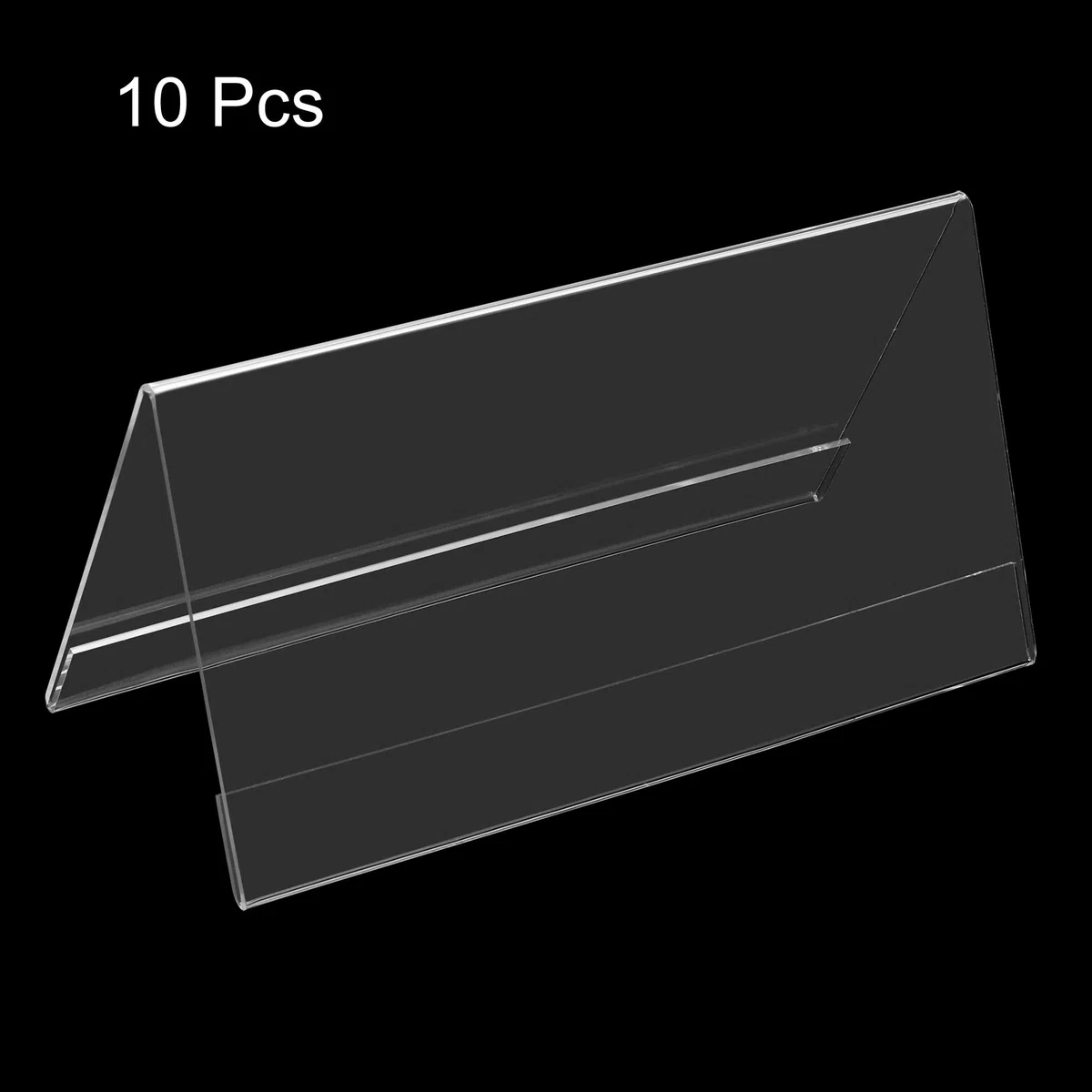 PATIKIL 7,8 x 3,9 Pulgadas Acrílico Escritorio Identificación Placa Soportes, 10uds Transparente Nombre Tienda Soportes, V Forma para Mesa Menú Tarjetero Soporte
