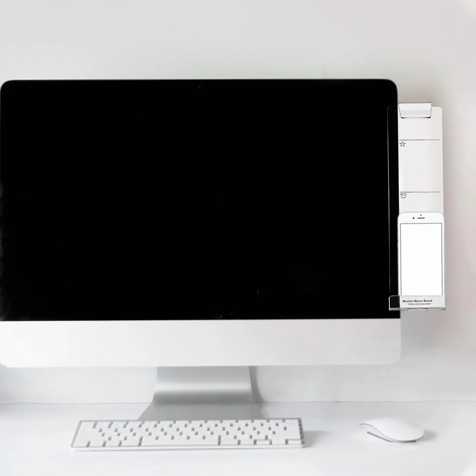 Porta Notas Para Monitor | Panel Lateral Acrílico Transparente Para Computadora | Organizador Adhesivo De Mensajes Para Escritorio Con Montaje Lateral Y Accesorios De Oficina Para Teléfono Y