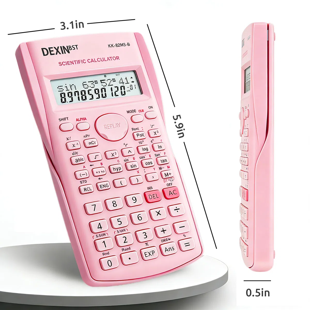 Paquete de 24 calculadoras sicíficas rosas para estudiantes, calculadora de ingeniería de 2 líneas a granel con batería LR44, ideal para álgebra, química, finanzas, construcción, oficina