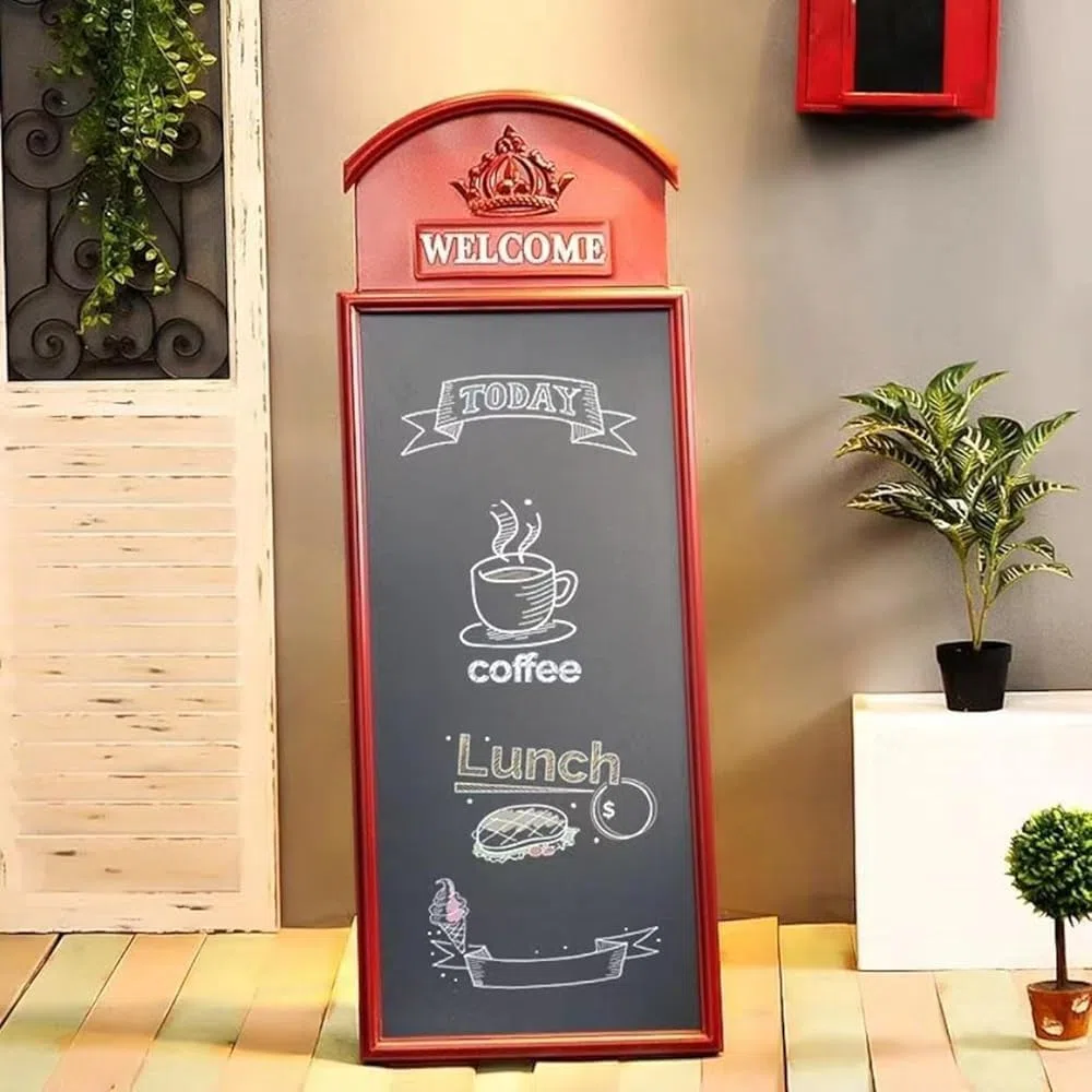 Plantillas De Tiza Rústicas Para Aceras: Pizarra De Hierro De Pie De 45 * 16,5 Pulgadas, Exhibición De Menú Montada En La Pared Para Restaurantes, Carteles De Pizarra (Size:Estilo montado en la pared)