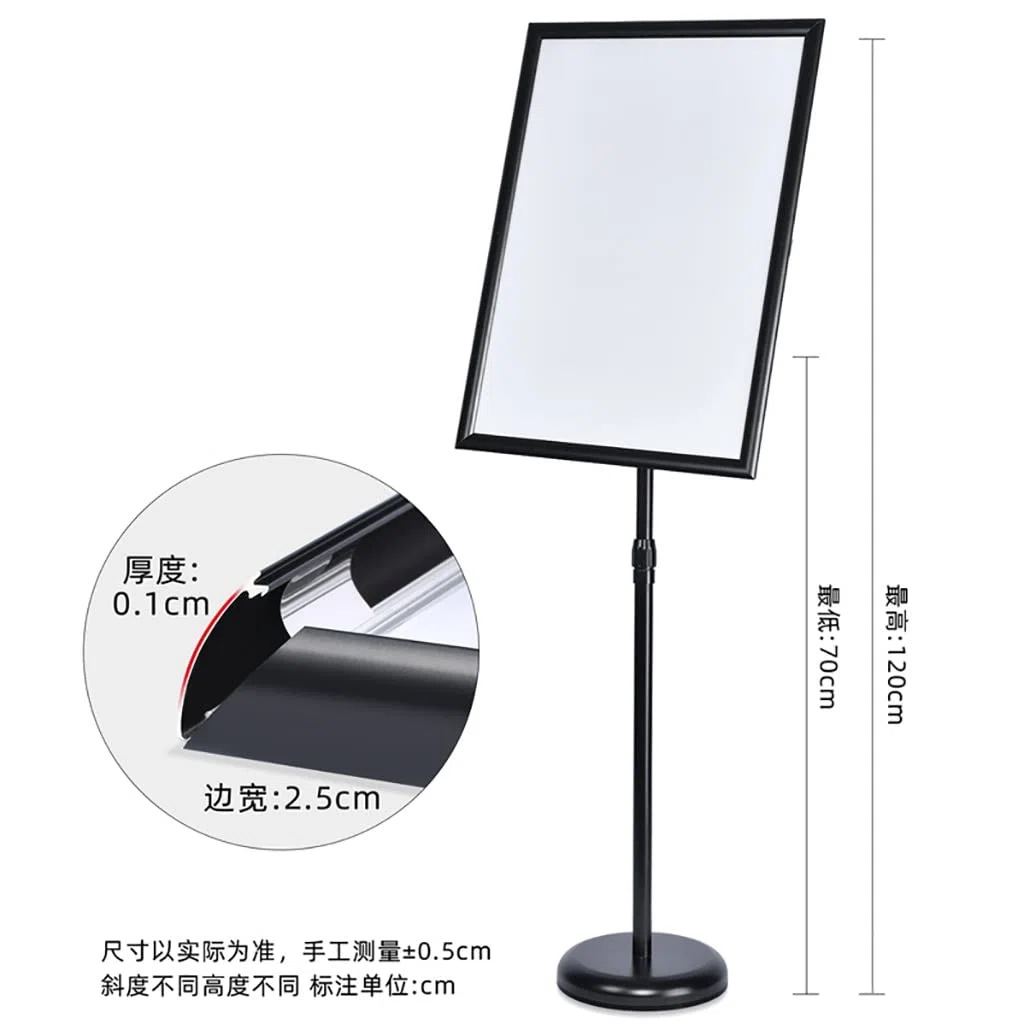 Soporte de Suelo Ajustable para Carteles, Soporte de Pedestal, Soporte de Aluminio para Carteles publicitarios, Soporte de pie para Carteles publicitarios en Tiendas y Negocios., Gold-A3