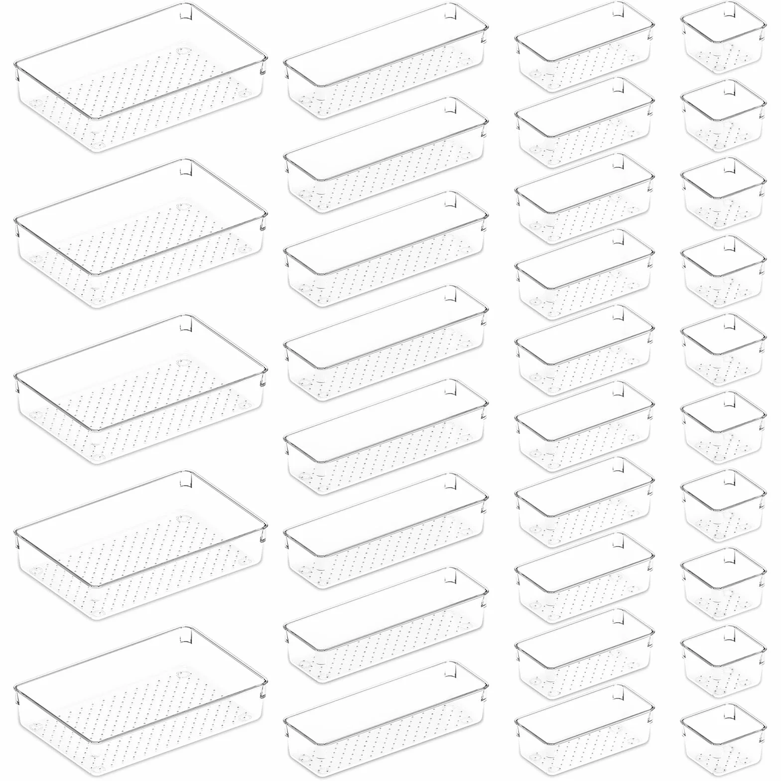 Lifewit Set de 33 Cajón Escritorio Organizador de Baño Divisores Plástico Bandejas Caja Separación Maquillaje