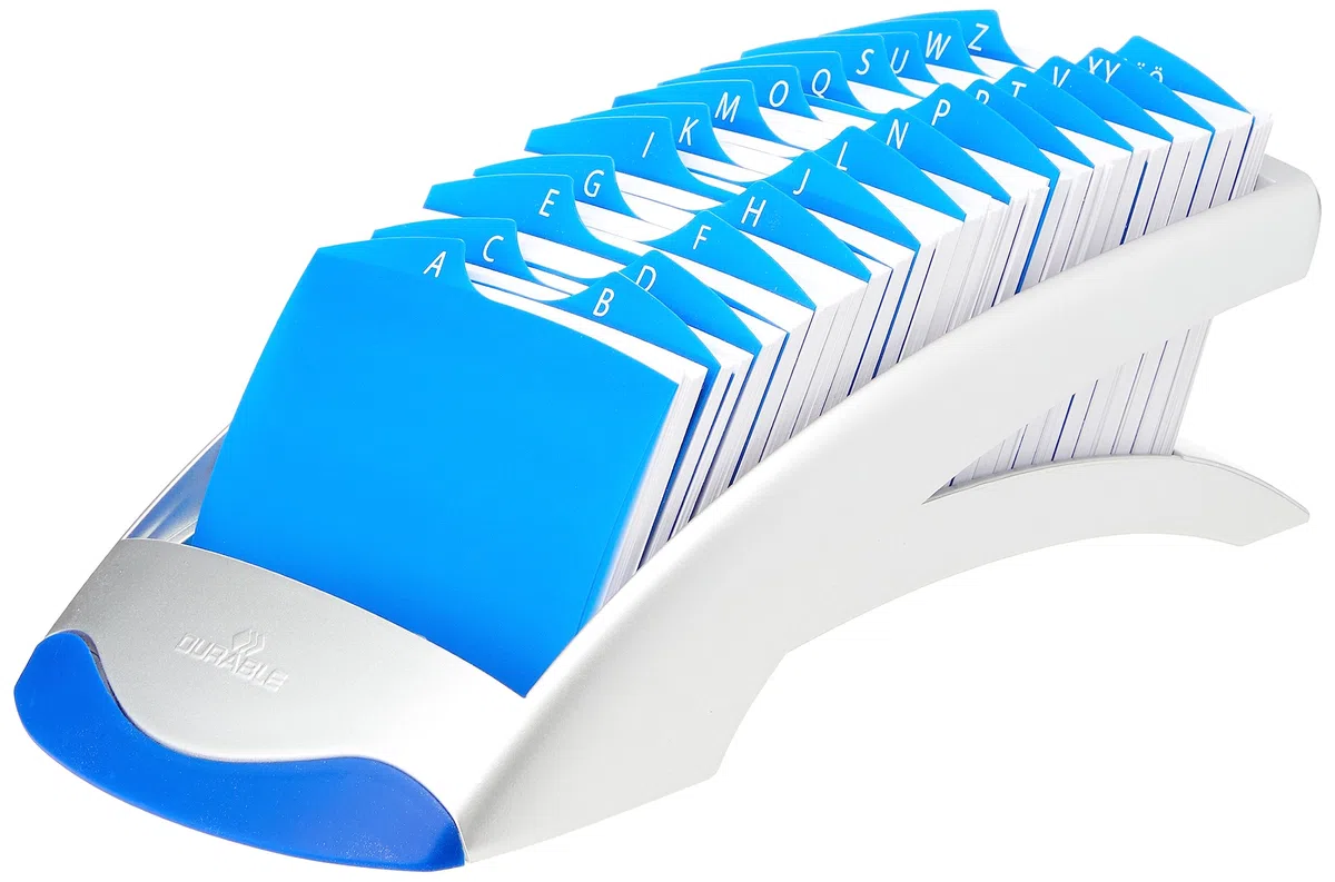Durable 241223 Índice de la tarjeta de dirección de escritorio TelIndex (500 tarjetas de índice) 1 pieza, plata