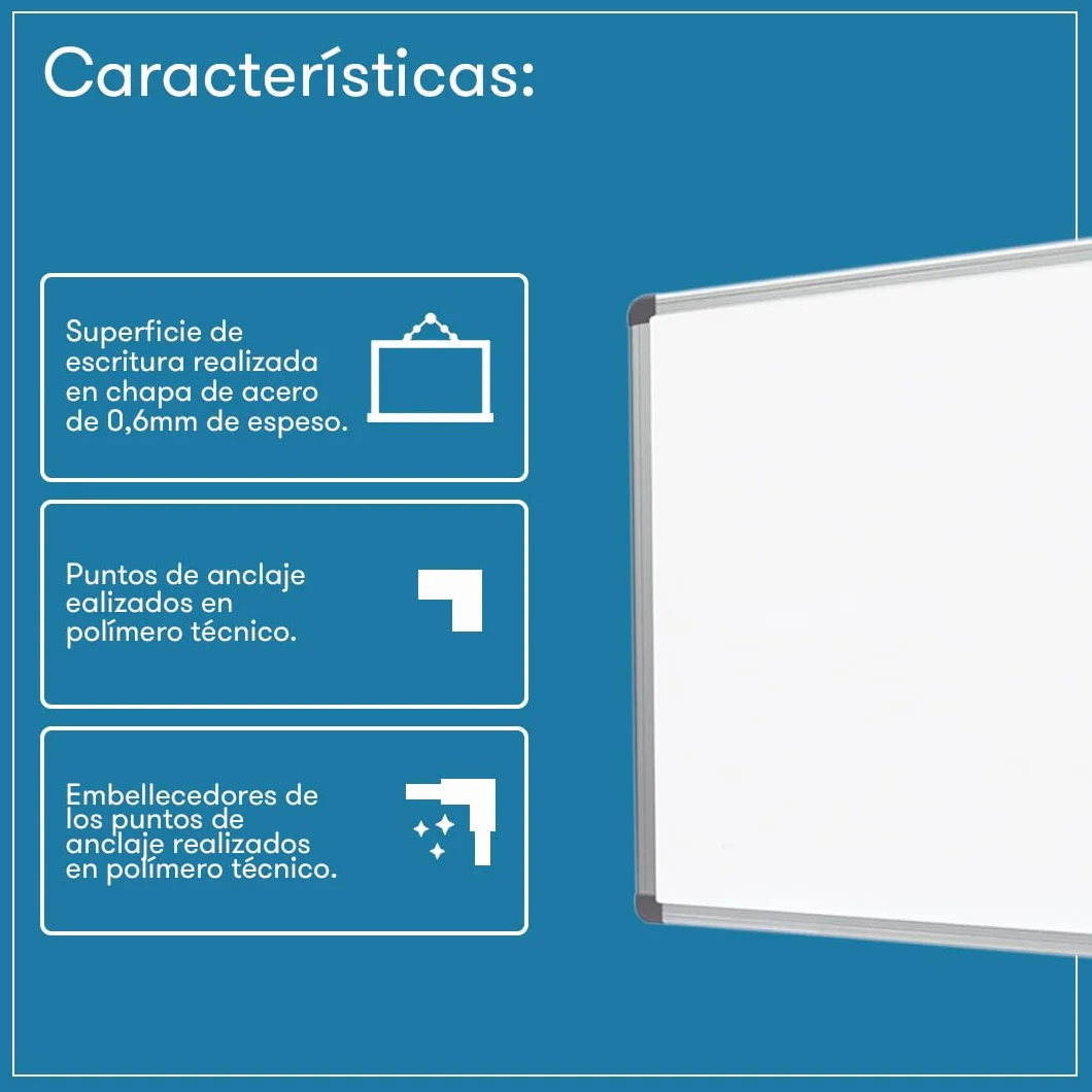 Pizarra Blanca Magnética 200 x 120 cm Marco de Aluminio Borrado en Seco