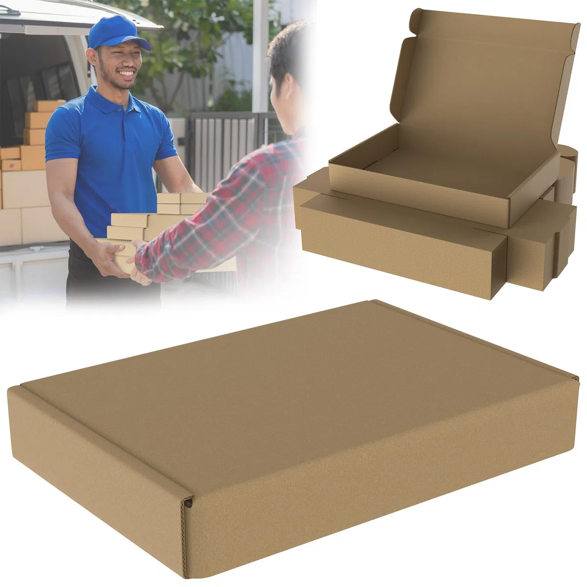 Froadp Caja de cartón para envío, 32 x 22 x 5 cm, 40 unidades | Diseño plegable, montaje rápido sin herramientas, ideal para artículos pequeños, regalos y almacenamiento que ahorra espacio