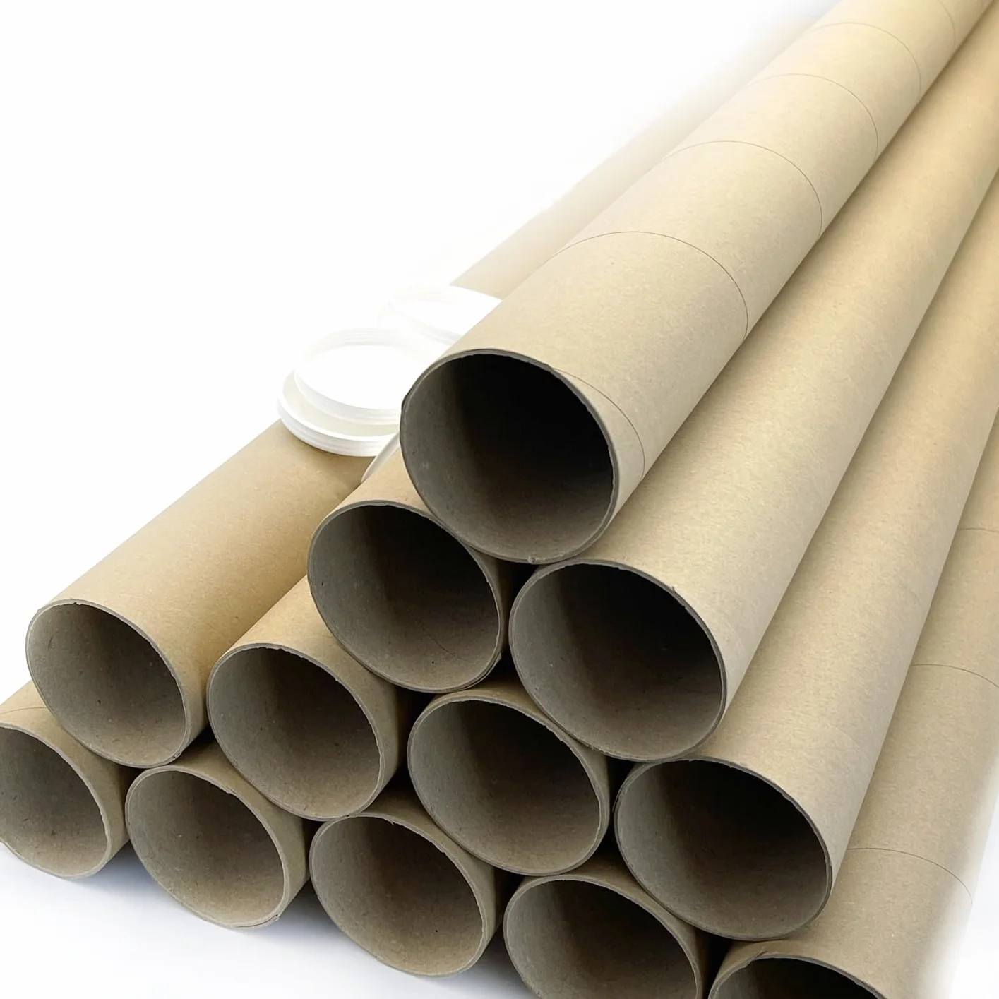 Tubos de Cartón Reciclado para Envío con Tapas de Plástico 95cm x 70mm 12 Unidades