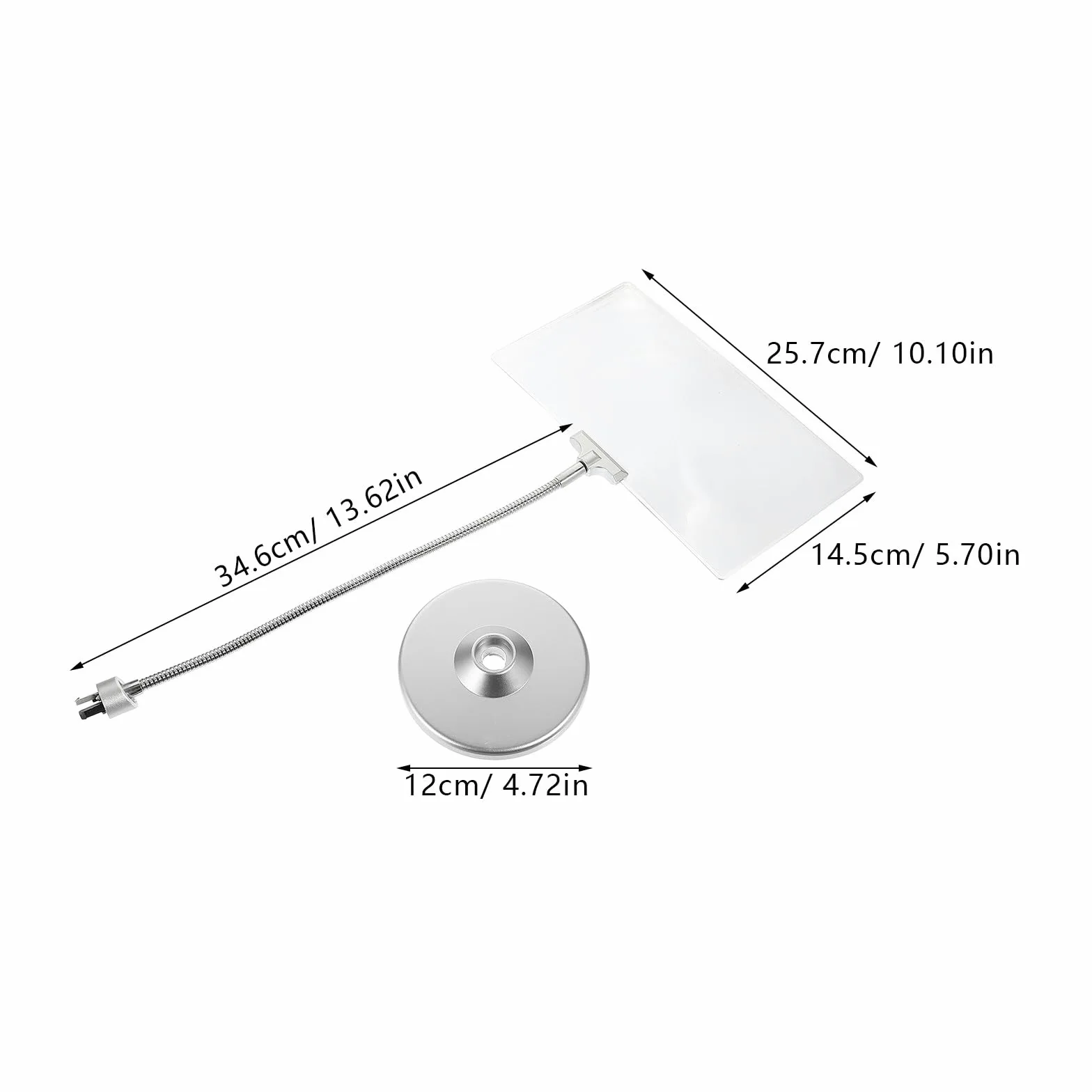 Cabilock Lupa de Lectura de Escritorio con Lente Fresnel 4X Tubo Flexible Ajustable Soporte Metálico Plateado para Trabajos Manuales y Bricolaje en Oficina y Hogar