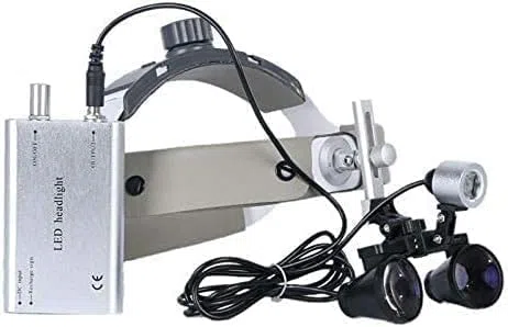 Lupas, Lupas De Aumento De 3,5X Y 2,5X, Binoculares con Diadema De Cuero Y Linterna Frontal Led para Embarcaciones, Distancia De Trabajo: R 420 Mm, 3,5X