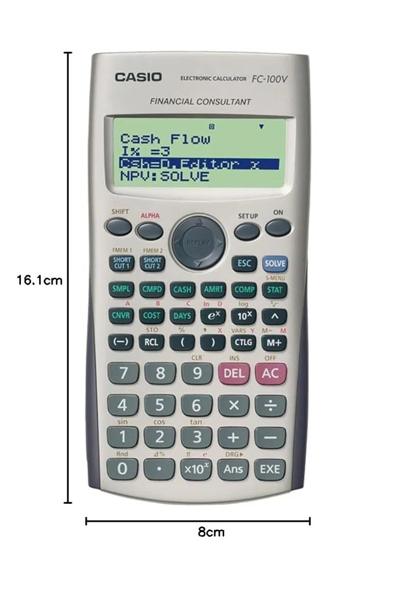 Casio FC-100V Bolsillo - Calculadora (Bolsillo, Calculadora financiera, 4 líneas, Flash, Batería, Gris)