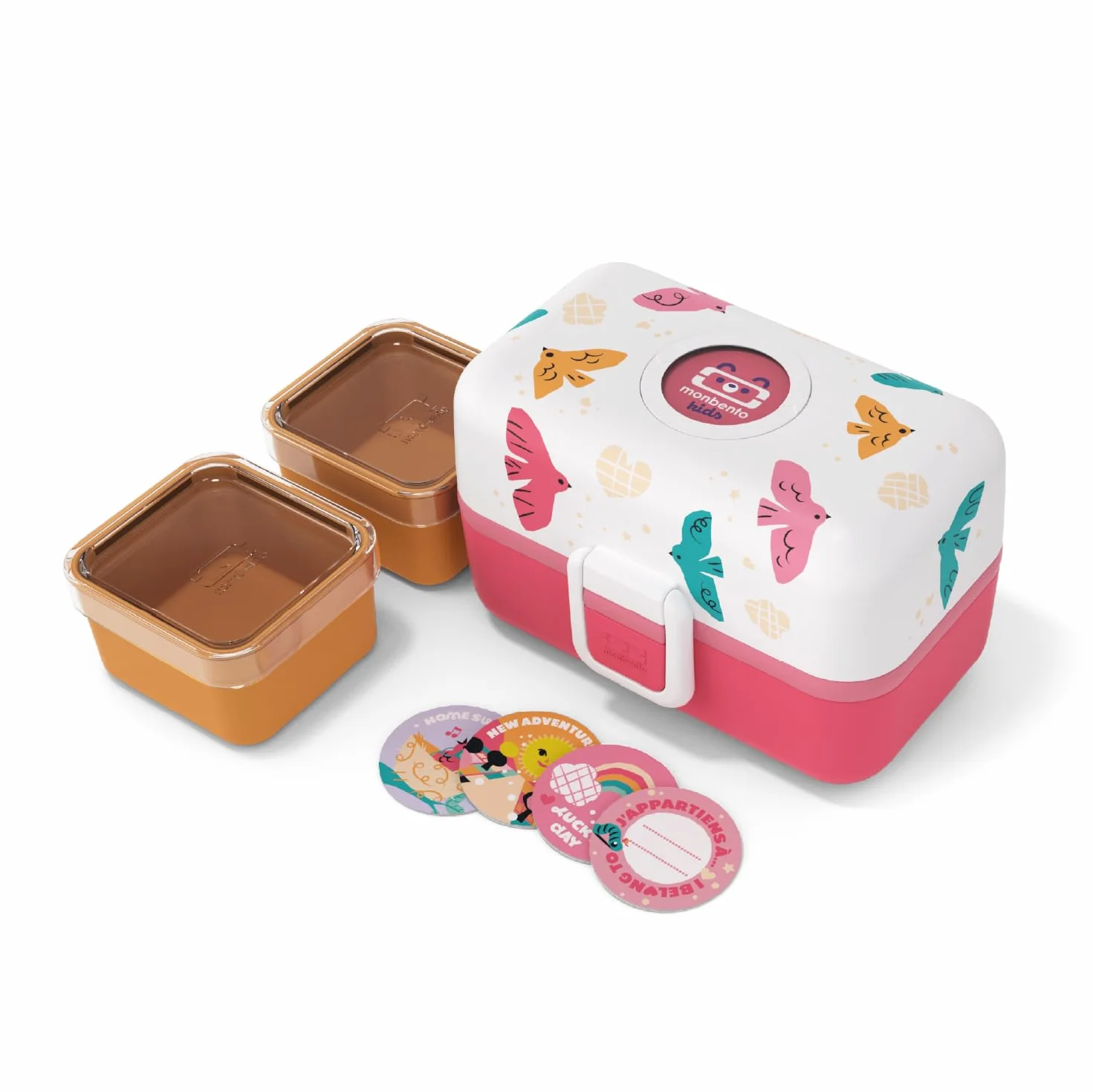 Monbento Fiambrera Infantil MB Tresor Rosa Birds Lonchera Niños Sin BPA Lunch Box