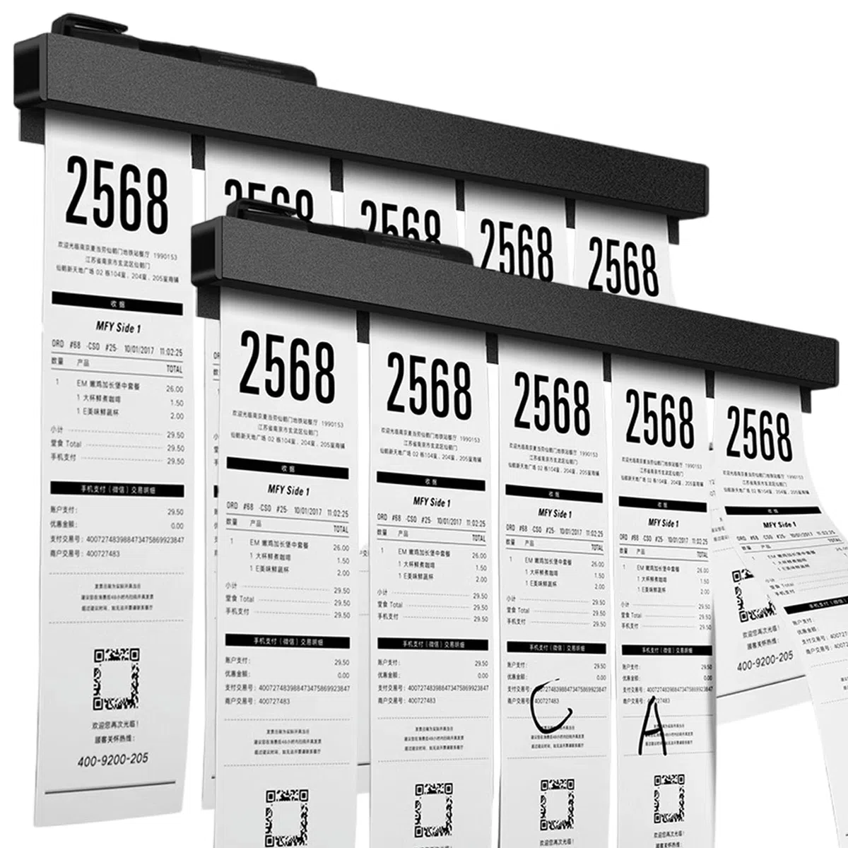2 soportes para recibos para restaurante, refrigerador, sin taladro, soportes para pedidos de boletos de restaurante, para paredes, hogar, cocina, oficina, cafeterías, pubs, bares (negro, 19.7