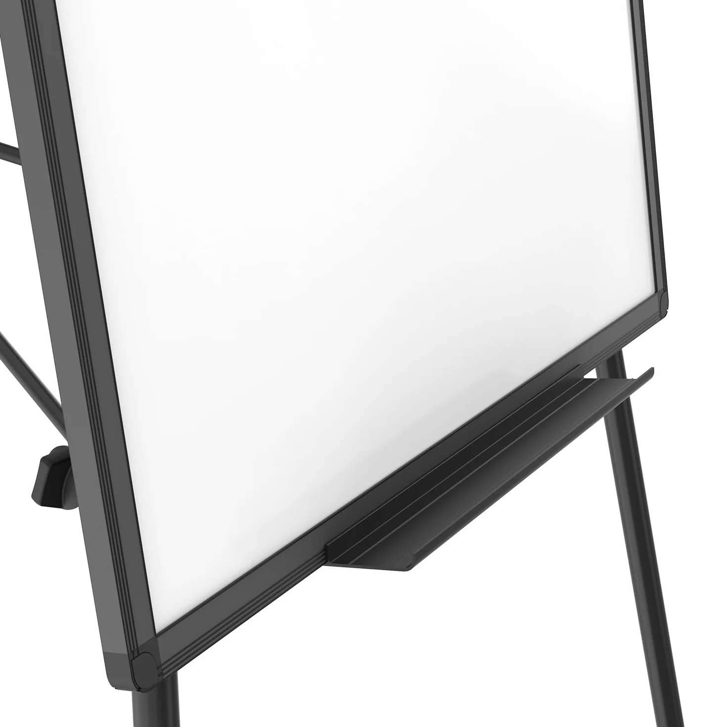 VIZ-PRO Pizarra blanca magnética 90x60 cm con caballete altura ajustable marco negro