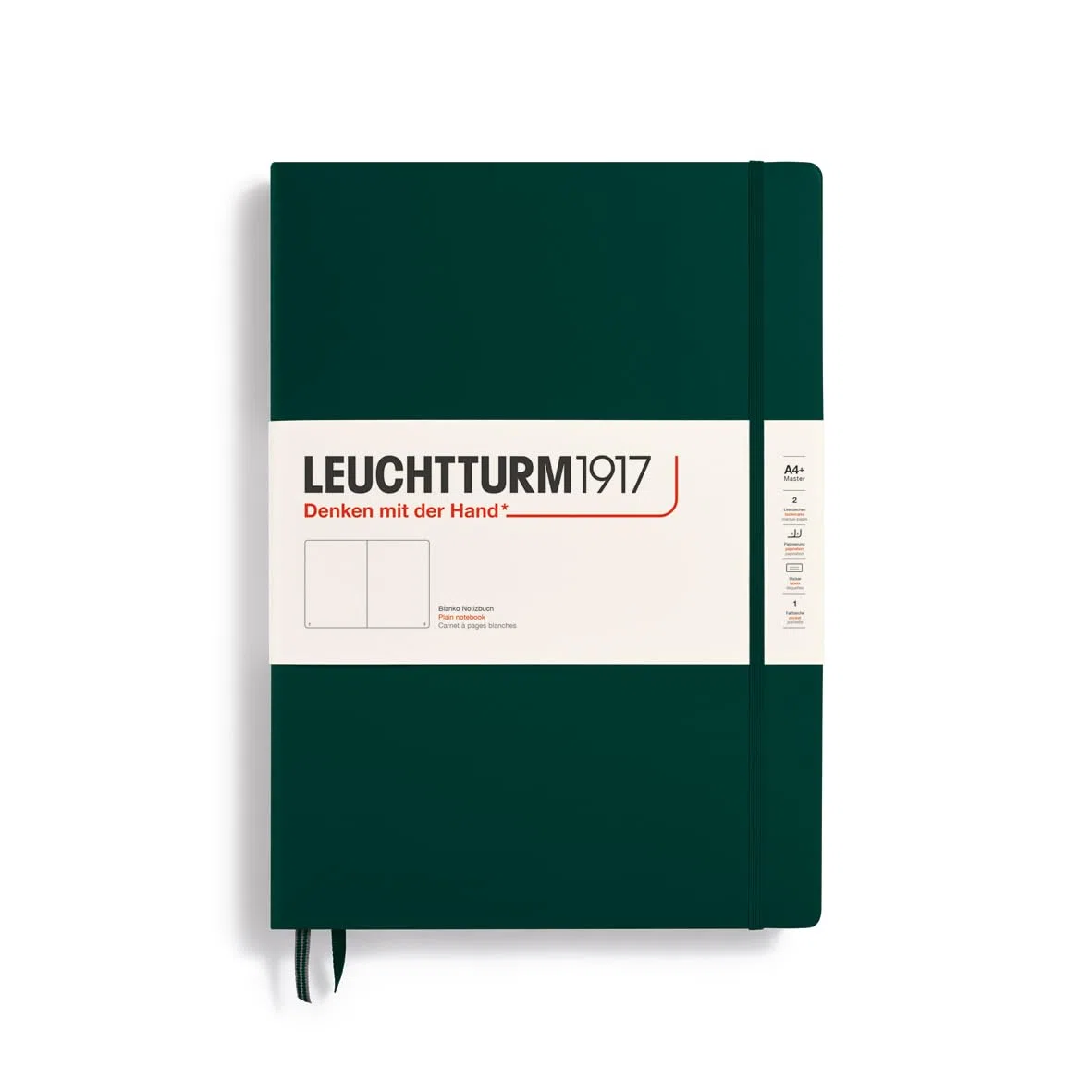 LEUCHTTURM1917 370263 Libreta Master Classic (A4+) 225 x 315 mm, Tapa Dura, 235 páginas numeradas, Forest Green, Lisa
