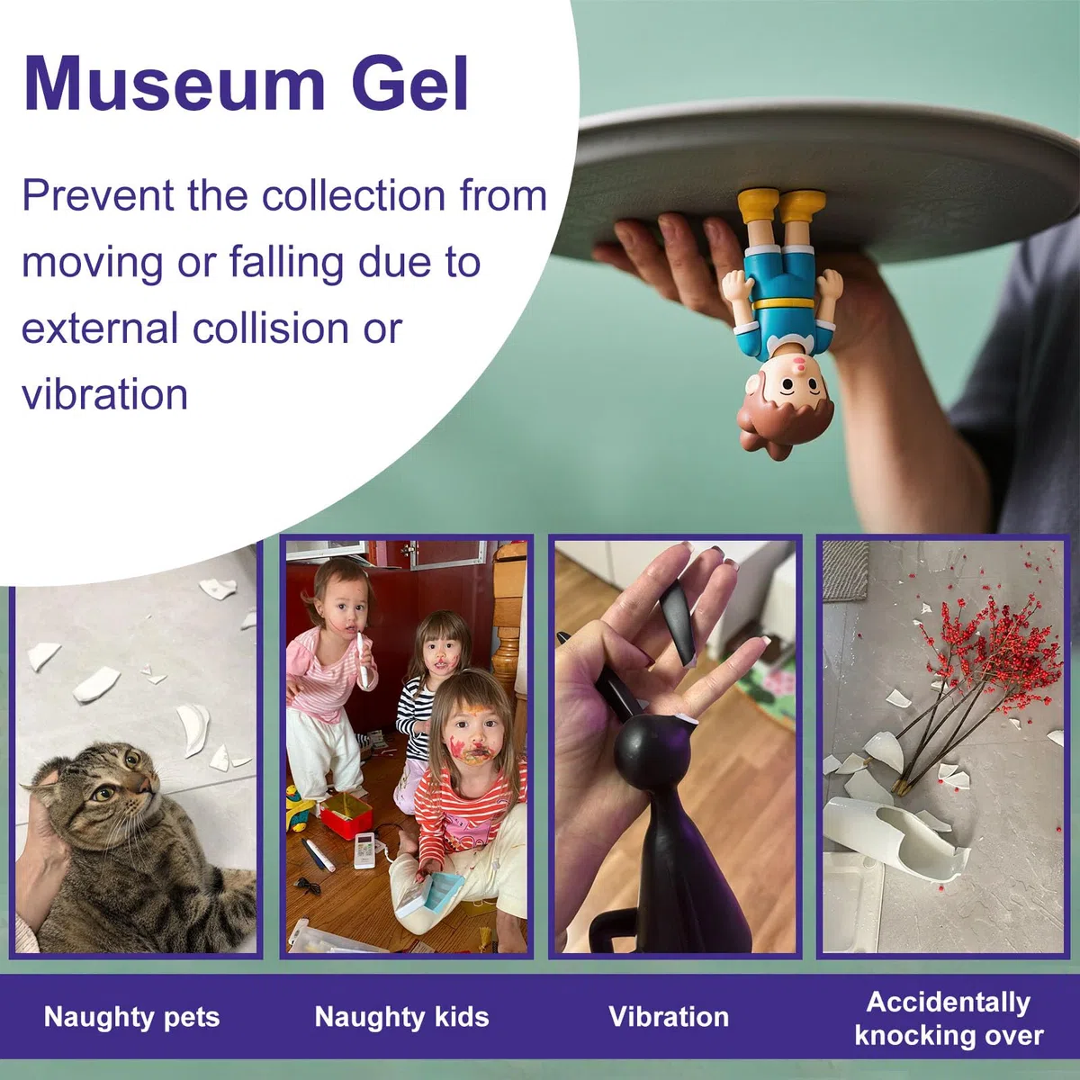 EIGTWEN Gel transparente de museo de 6.8 onzas, masilla de museo transparente, extraíble, excelente adherencia, reutilizable, se desmonta sin marcas, adecuado para superficies de metal, cerámica