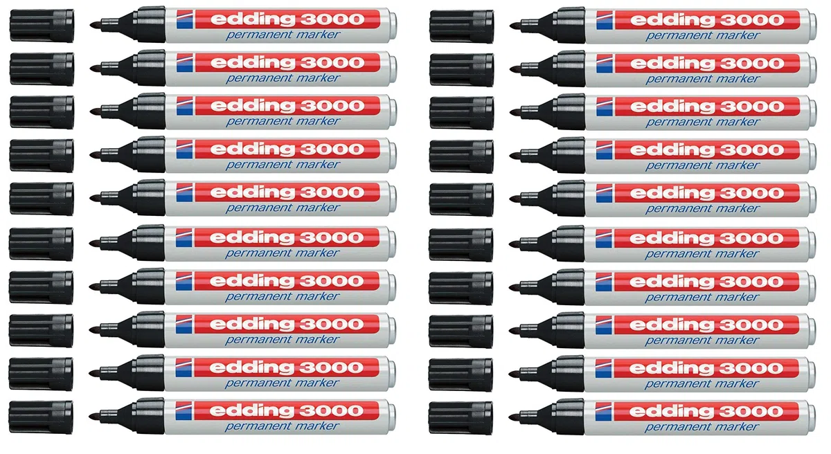 Edding 3000 rotuladores permanentes (20 unidades, negro)