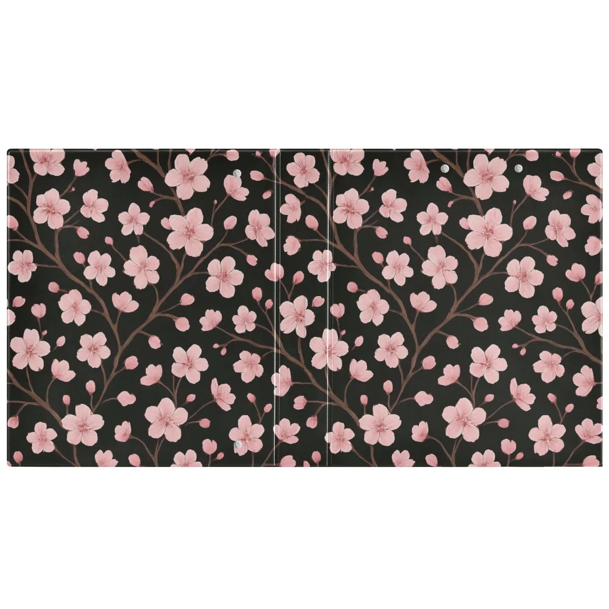 Carpeta de 3 anillos, carpeta de anillos en D negros con flores de cerezo rosa, paquete de 2 | Con portapapeles y bolsillos, para escuela, universidad, oficina
