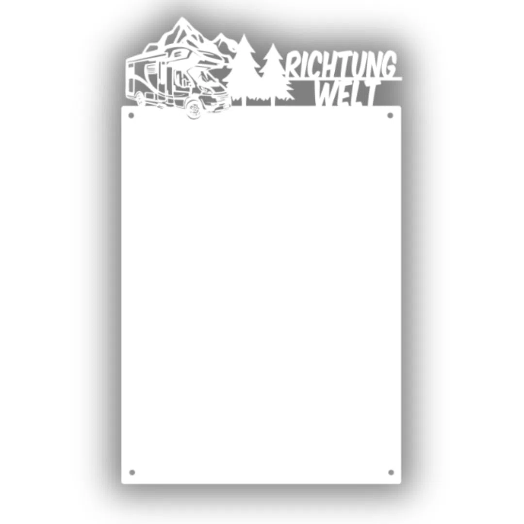 Pizarra Magnética con Diseño de Campista - Ideal Para Imanes y Notas - Pizarra Blanca Magnética - Incluye Kit de Montaje - 30x50 cm - Blanco