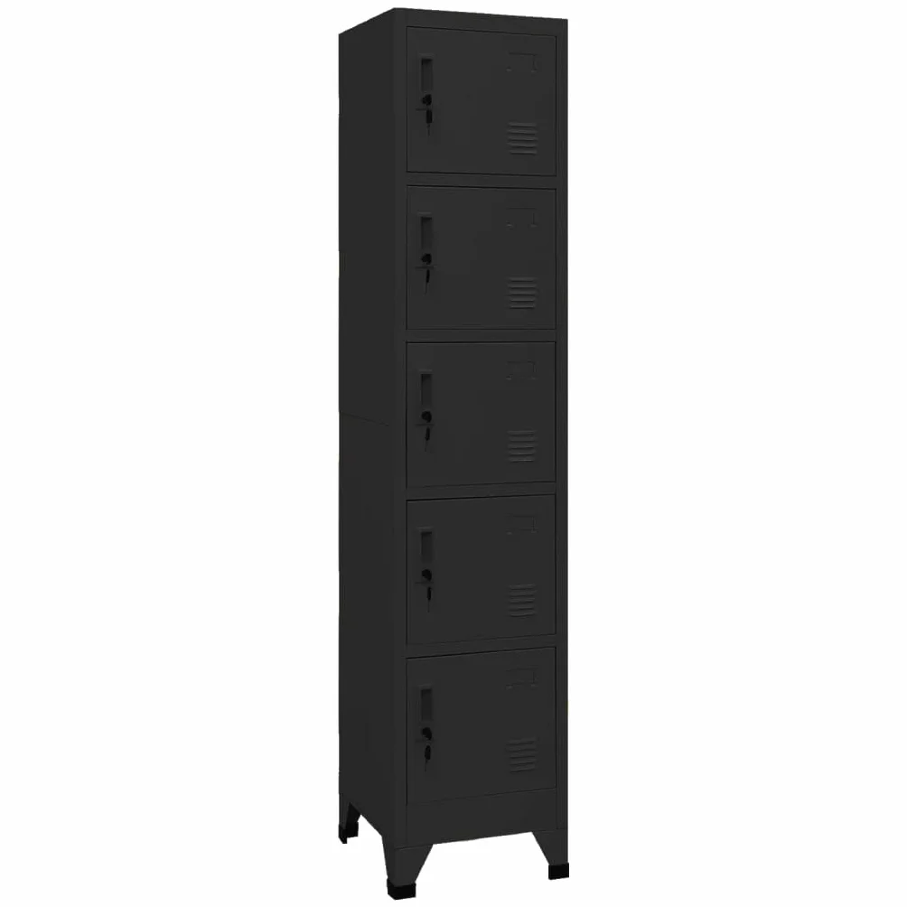 vidaXL Taquilla Armario Acero Negro 38x40x180 cm Almacenamiento
