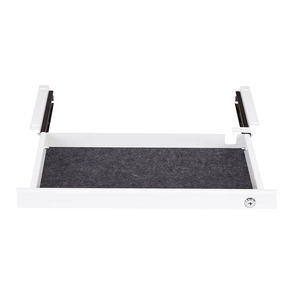 SOTECH Cajón bajo escritorio blanco con cerradura (500 x 265 x 45 mm) Cajón de escritorio con guías interiores separables