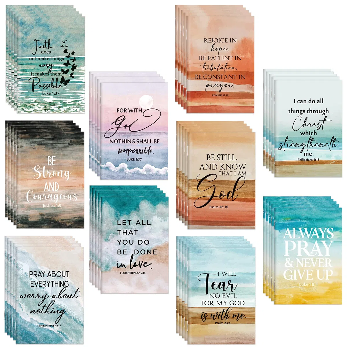 Kosiz 50 mini cuadernos inspiradores cristianos pequeños con versículos bíblicos, escritura religiosa, mini diario de bolsillo, papelería de campamento para estudiantes, escuela dominical, regreso a