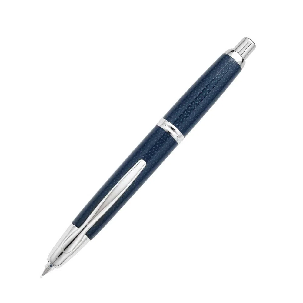 PILOT 1045003M Capless Rhodium Trim - Pluma estilográfica con mecanismo de presión (trazo M), color azul