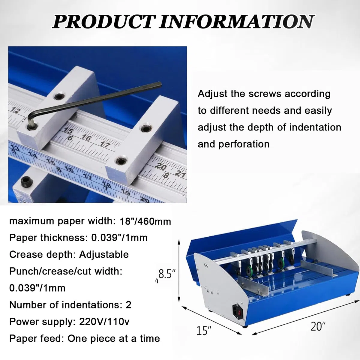 Máquina perforadora eléctrica 3 en 1, perforadora de papel resistente, para documentos, cartón, 520 mm