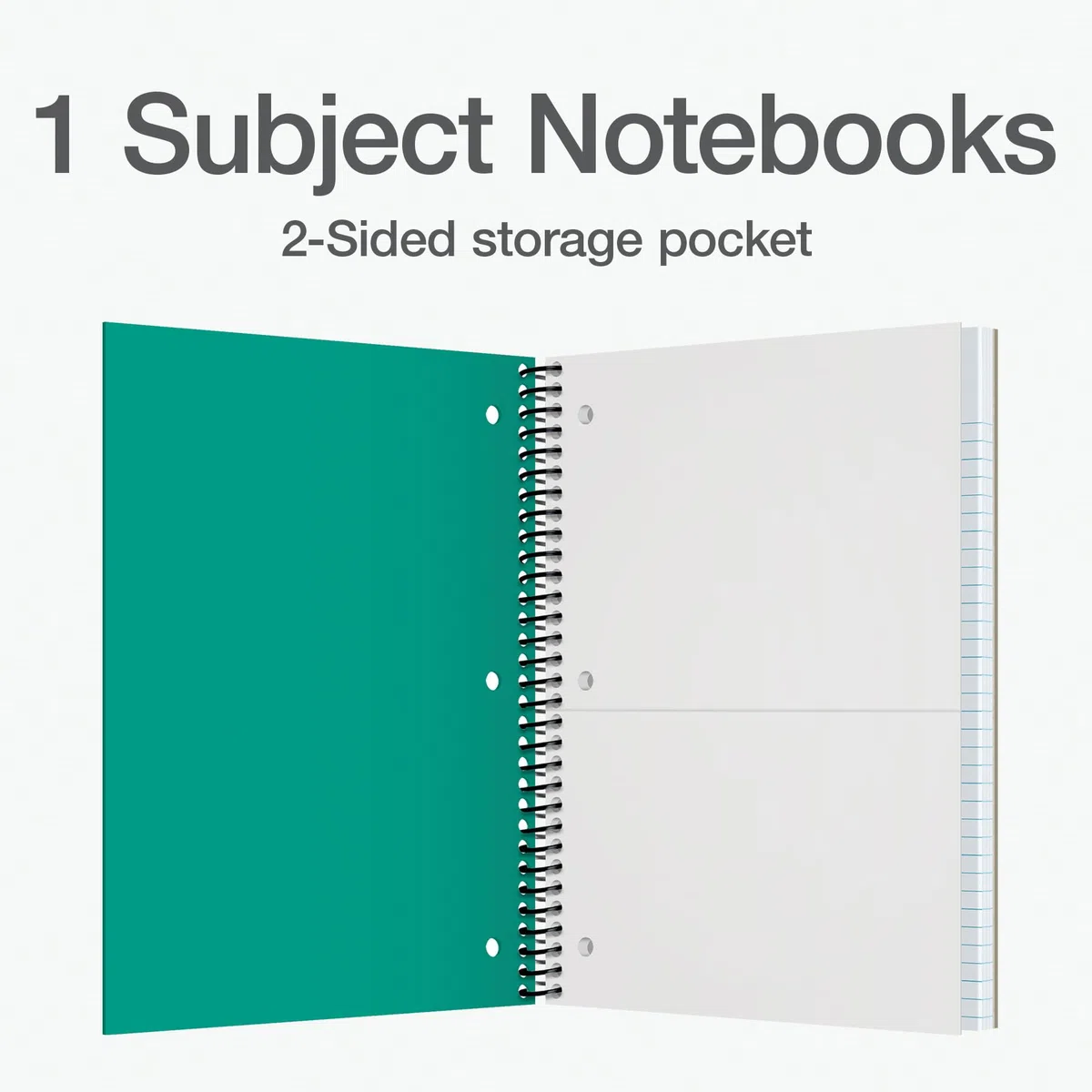 Oxford Cuaderno de espiral de 1 materia, cuaderno para la escuela, cubiertas de plástico, suministros de regreso a clases, rayas universitarias, 100 hojas, paquete de 5, colores primarios surtidos: