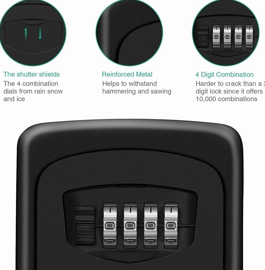 Caja Fuerte de Combinación para Llaves con Código de 4 Dígitos, Resistente al Agua y al Óxido, Montaje en Pared