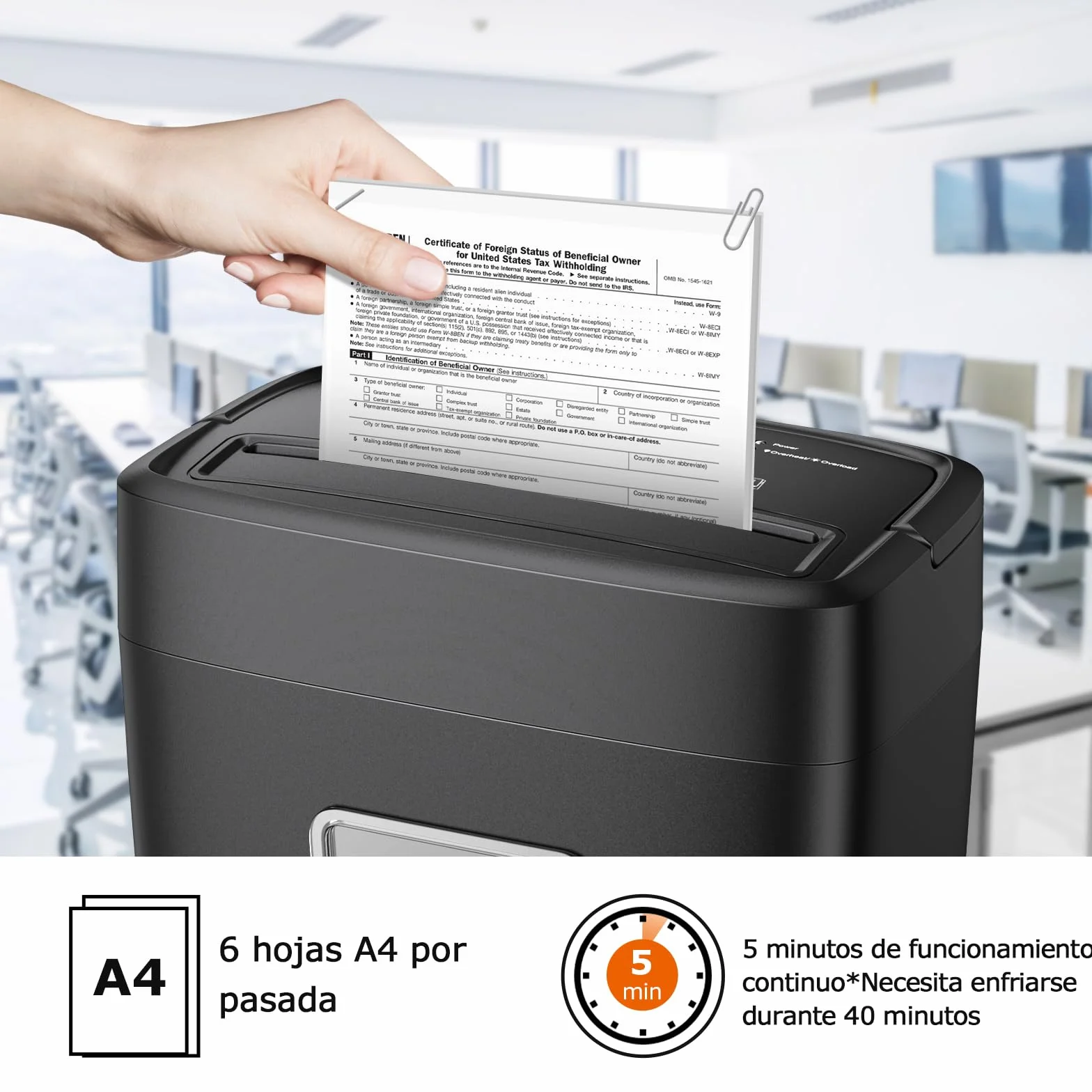 Bonsaii Trituradora de Papel Corte en partículas 6 Hojas, P4 microcorte de Alta Seguridad, destruye Tarjetas de crédito/Grapas, 16 L, destructora de Papel para el hogar y la Oficina pequeña(C261-D)