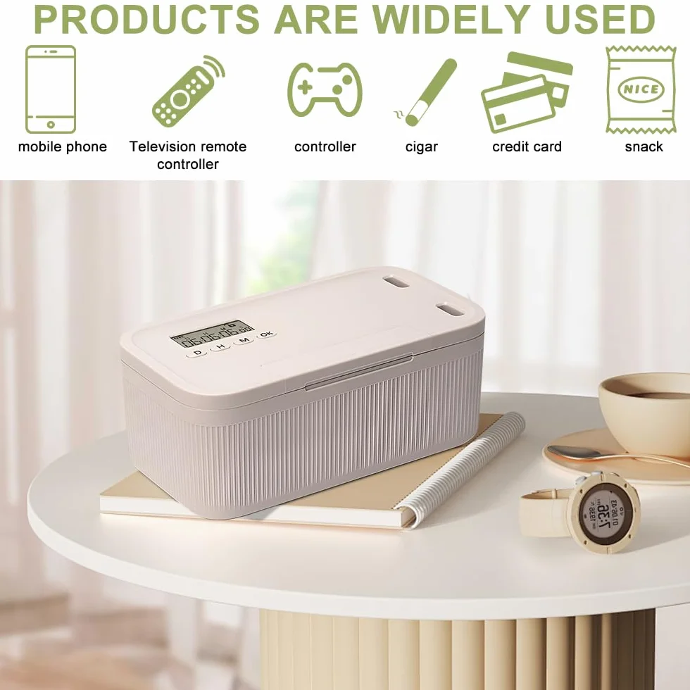 Caja con Temporizador y Bloqueo Seguro, Taquillas temporales seguras, Caja de seguridad de autocontrol, Ideal para Teléfonos, Snacks, Medicinas y Control de Hábitos