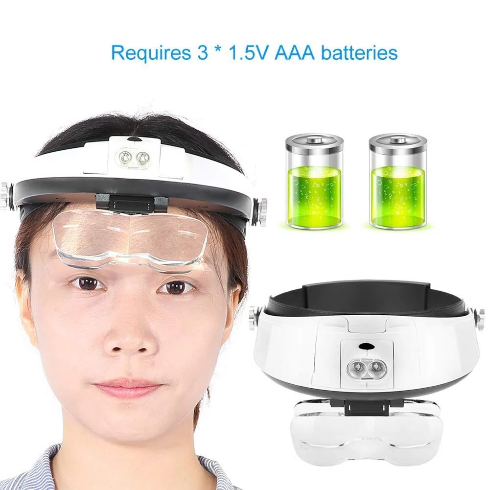 Headband Lupa Series Deluxe Head-Worn - Lupa de lectura con luz LED, lupa con luz con 5 lentes diferentes, hermoso paisaje,