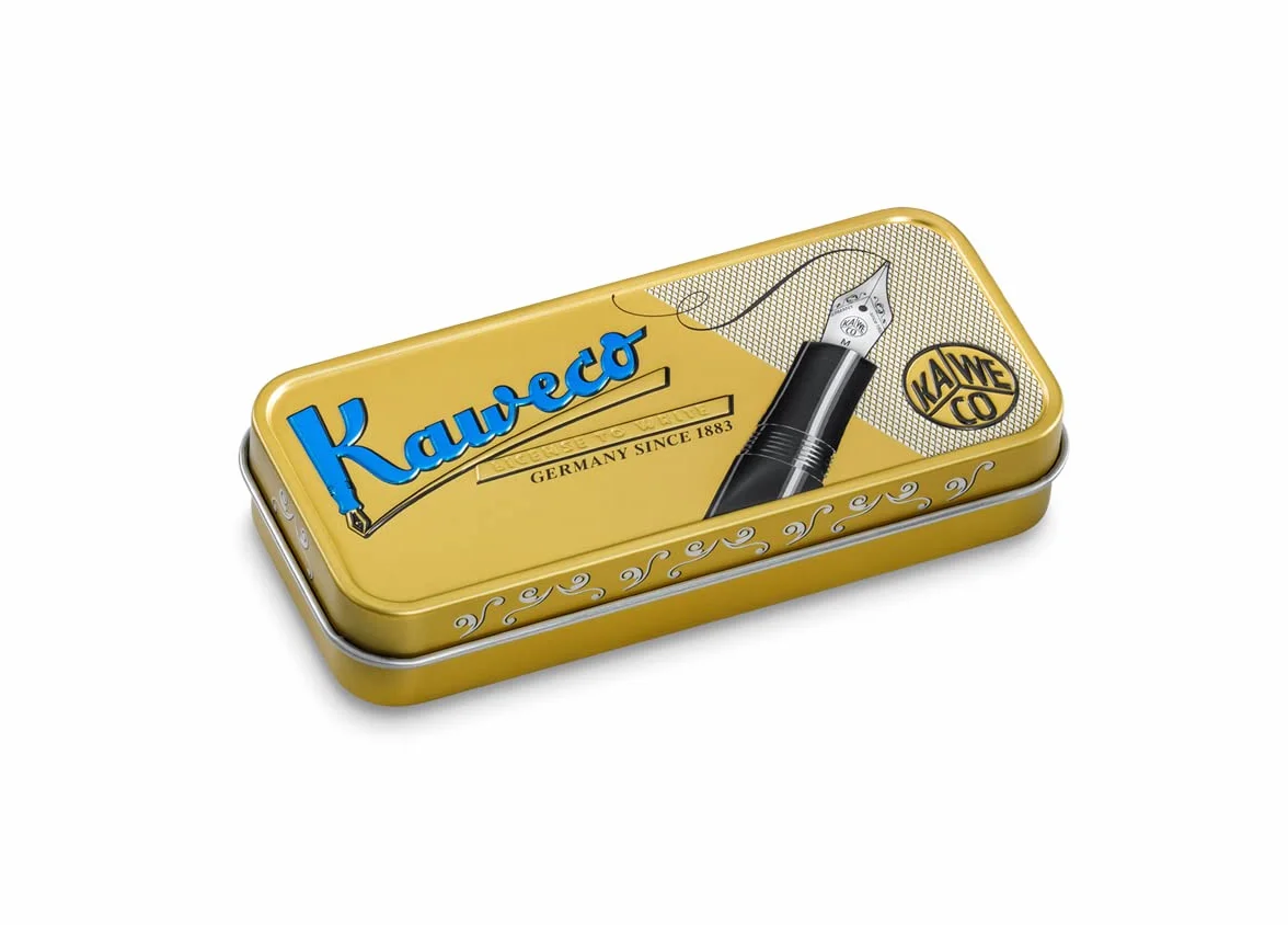 Kaweco ART SPORT - Pluma estilográfica exclusiva de acrílico para cartuchos de tinta con punta de acero, incluye caja de metal, 12,5 cm, plumín: M (mediana)