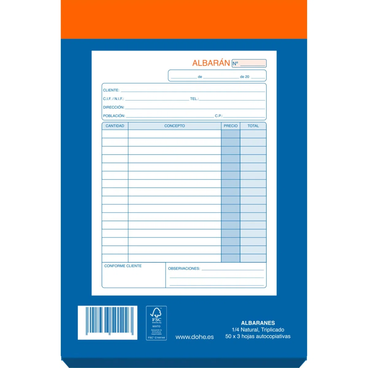 Dohe - Talonarios Albaranes 3 Copias (10 uds.) - Hoja Original y 2 Copias, 150 Hojas por Talonario, Tamaño A5 (14x21 cm), Documentos de Venta, Albaranes de Entrega, Material de Oficina