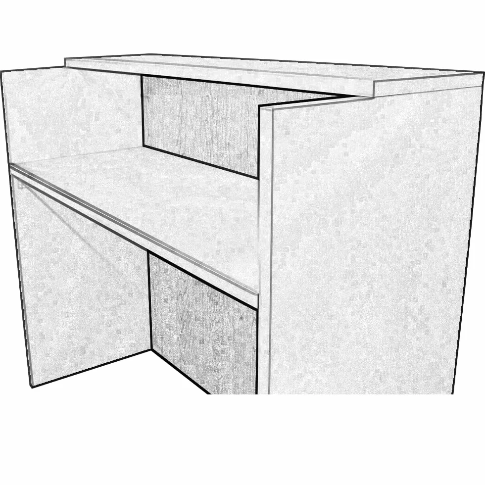 Mostrador de Recepción Compact Kubic. Mesa Mostrador de Oficina, Tienda, Clínica (120cm Ancho, Estructura Nogal)