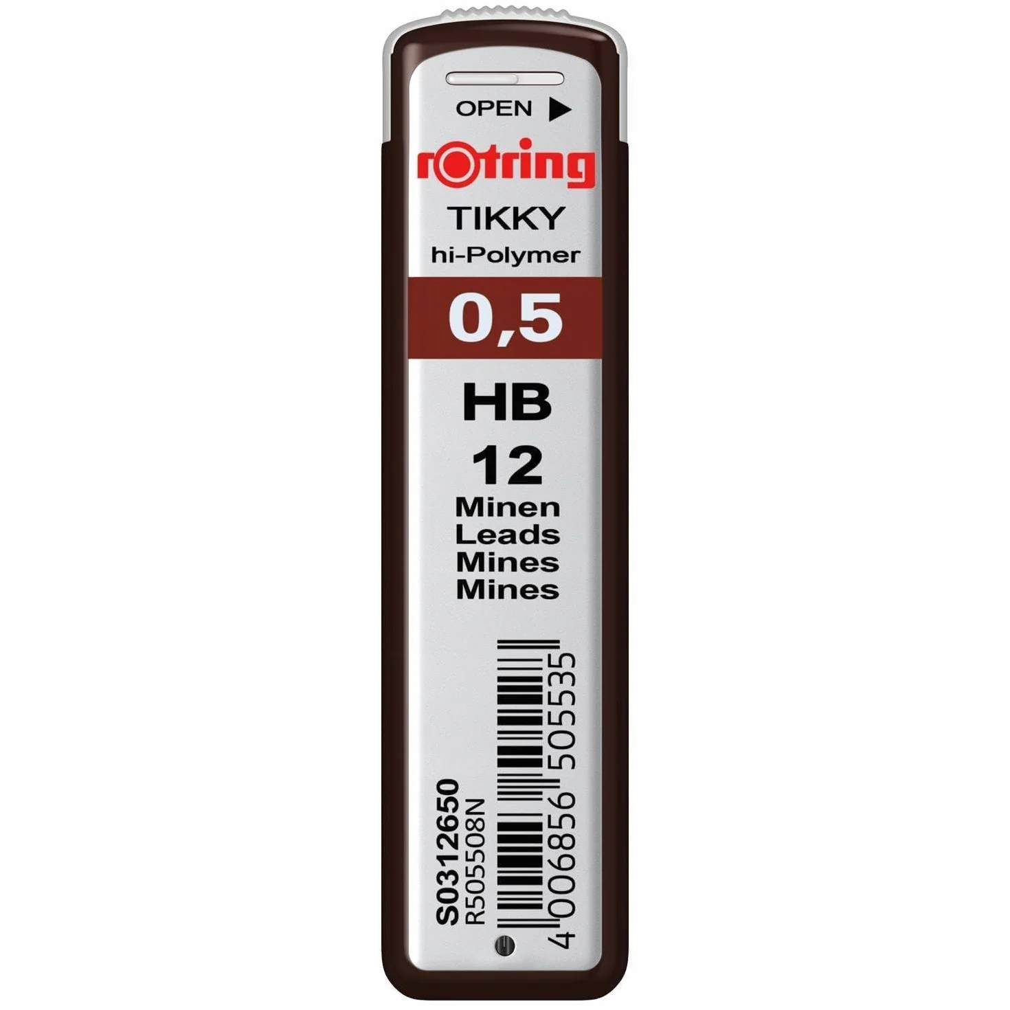 rOtring 800+ portaminas y lápiz capacitivo para pantalla táctil | Lápiz hélice giratorio HB de 0,5 mm | 2 minas de 12 HB de 0,5 mm | Borrador B20