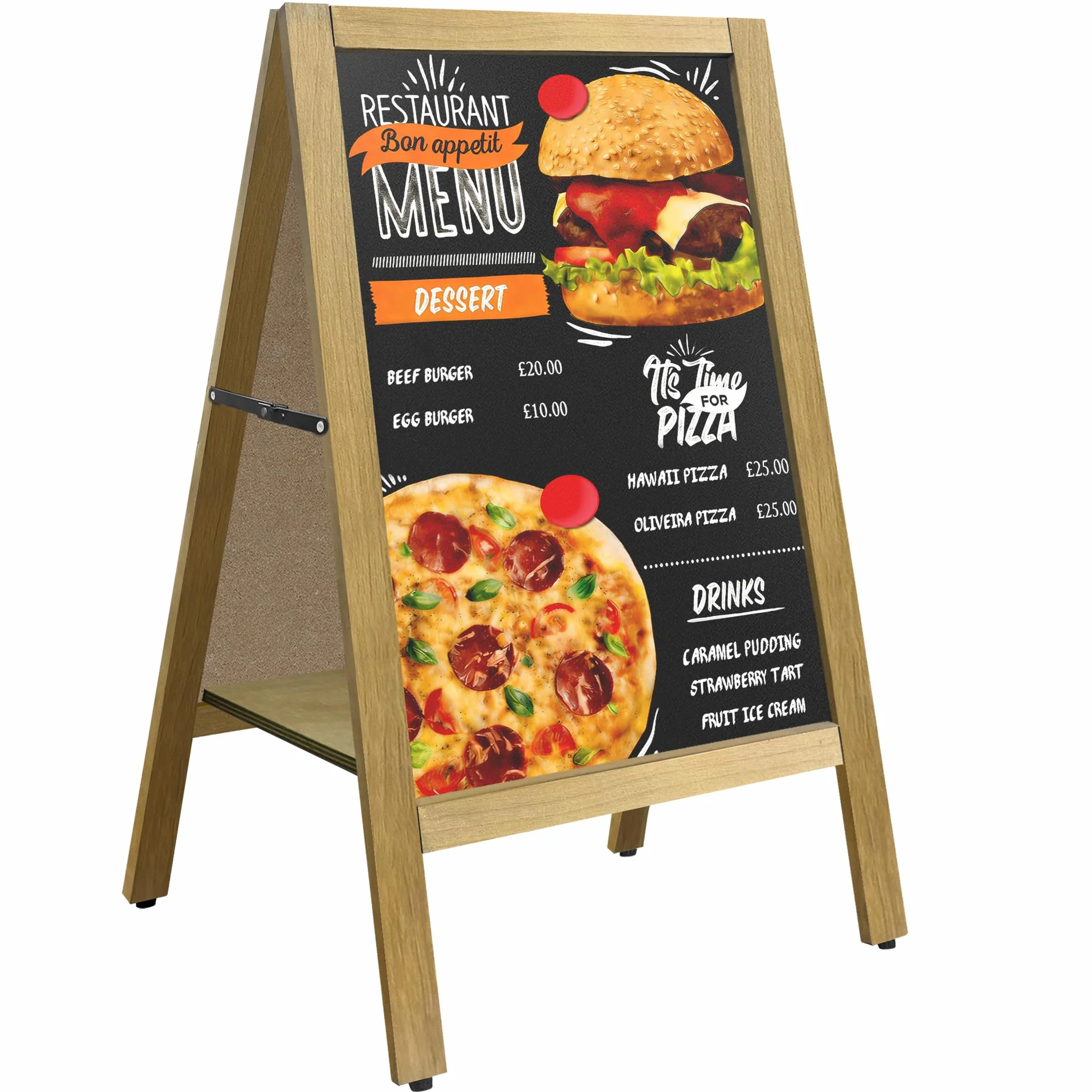 Pizarra Negra Caballete 45×85 cm Magnética de Tiza Doble Cara – Pizarra Caballete de Madera Plegable con Estante para Menú, Publicidad y Eventos, Restaurante, Cafetería, Bar, Tienda, Marrón