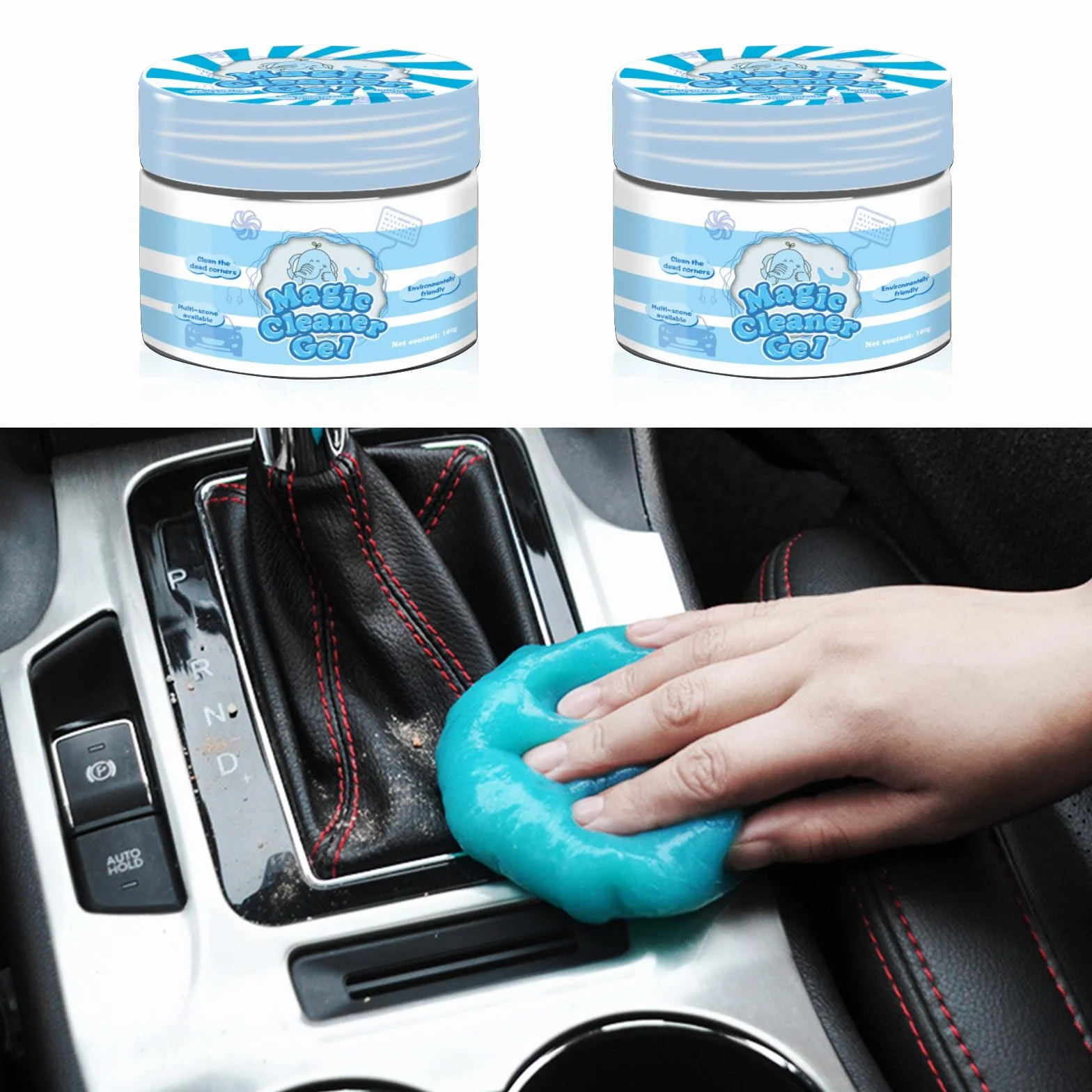 Gel limpiador de coche reutilizable para teclado, PC, ordenador portátil, ordenador, oficina en casa (azul, 2 x 160 g)