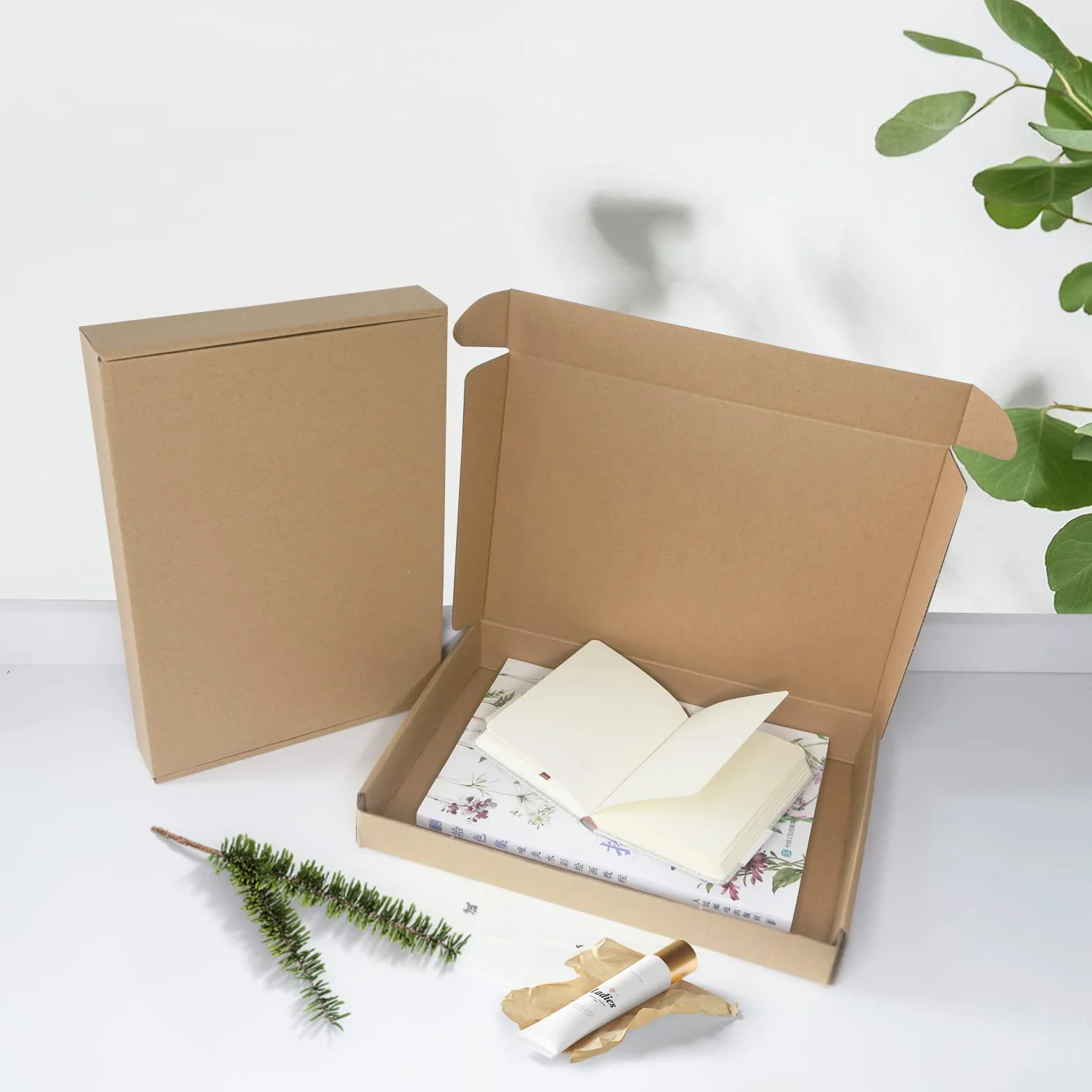 10 Piezas Cajas de Cartón Corrugado, A4 C4 320x222x46mm Cajas de Paquetes Pequeños, Cajas de Embalaje para Negocios, Correos, Almacenamiento o Regalo