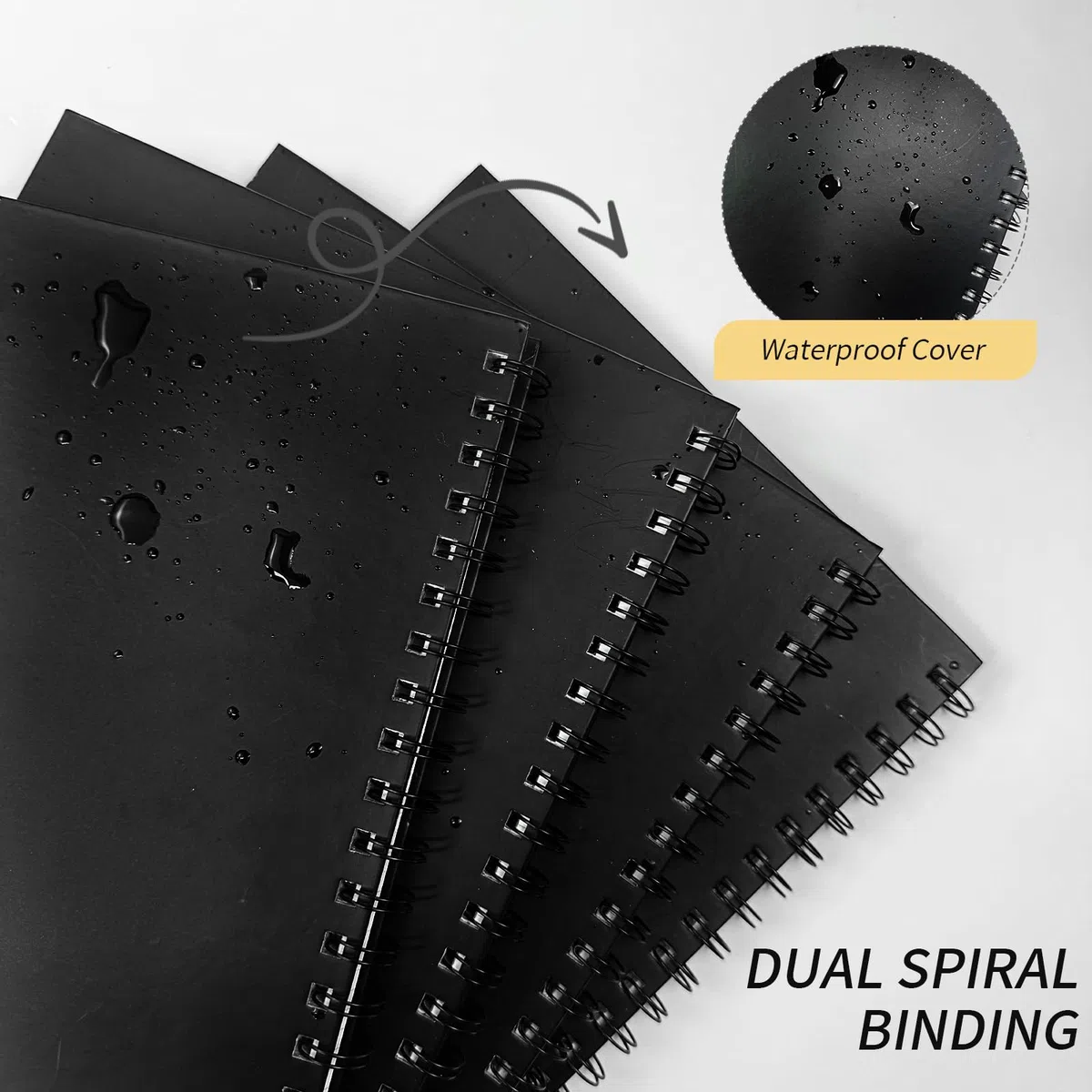 Ouzoustate Cuaderno de papel gráfico en espiral, diario de cuadrícula A4 de 8.5 x 11 pulgadas, paquete de 4 cuadernos grandes de 160 páginas de papel grueso de 3.53 oz/m² de tapa dura para tomar