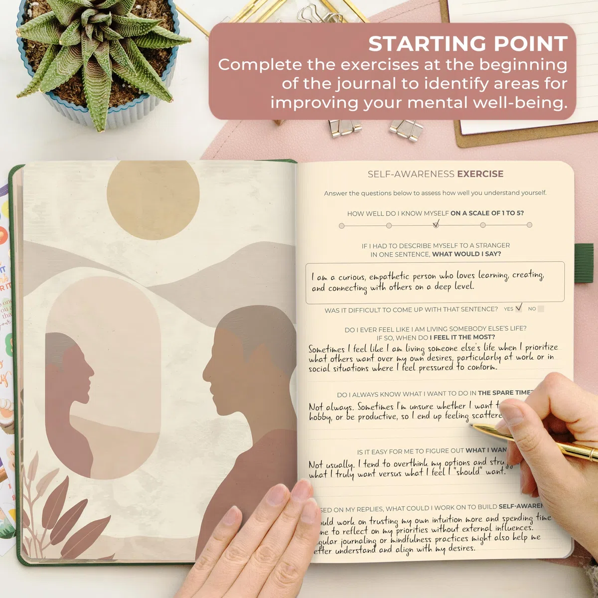 Clever Fox Inner Peace Journal – Diario guiado para aliviar el estrés y la ansiedad con indicaciones – Cuaderno de curación y autodescubrimiento para mujeres y hombres (verde bosque)