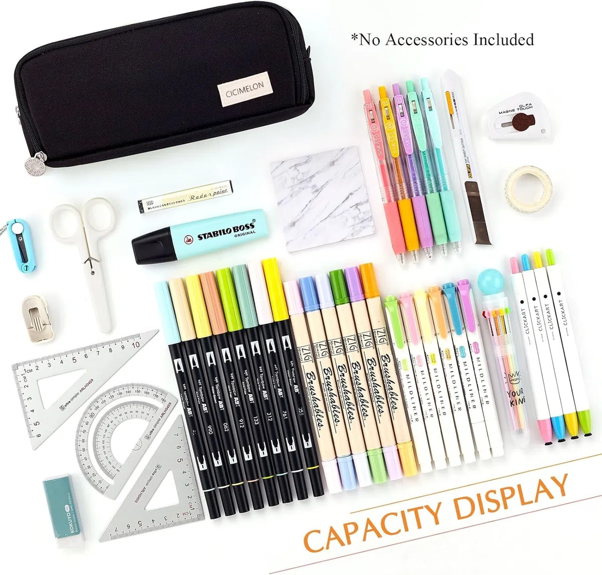 HR INTERNATIONAL Caja de lápices de gran capacidad para niñas y niños, 3 compartimentos para bolígrafos y lápices, bolsa de papelería estética para niños y estudiantes universitarios, bonita