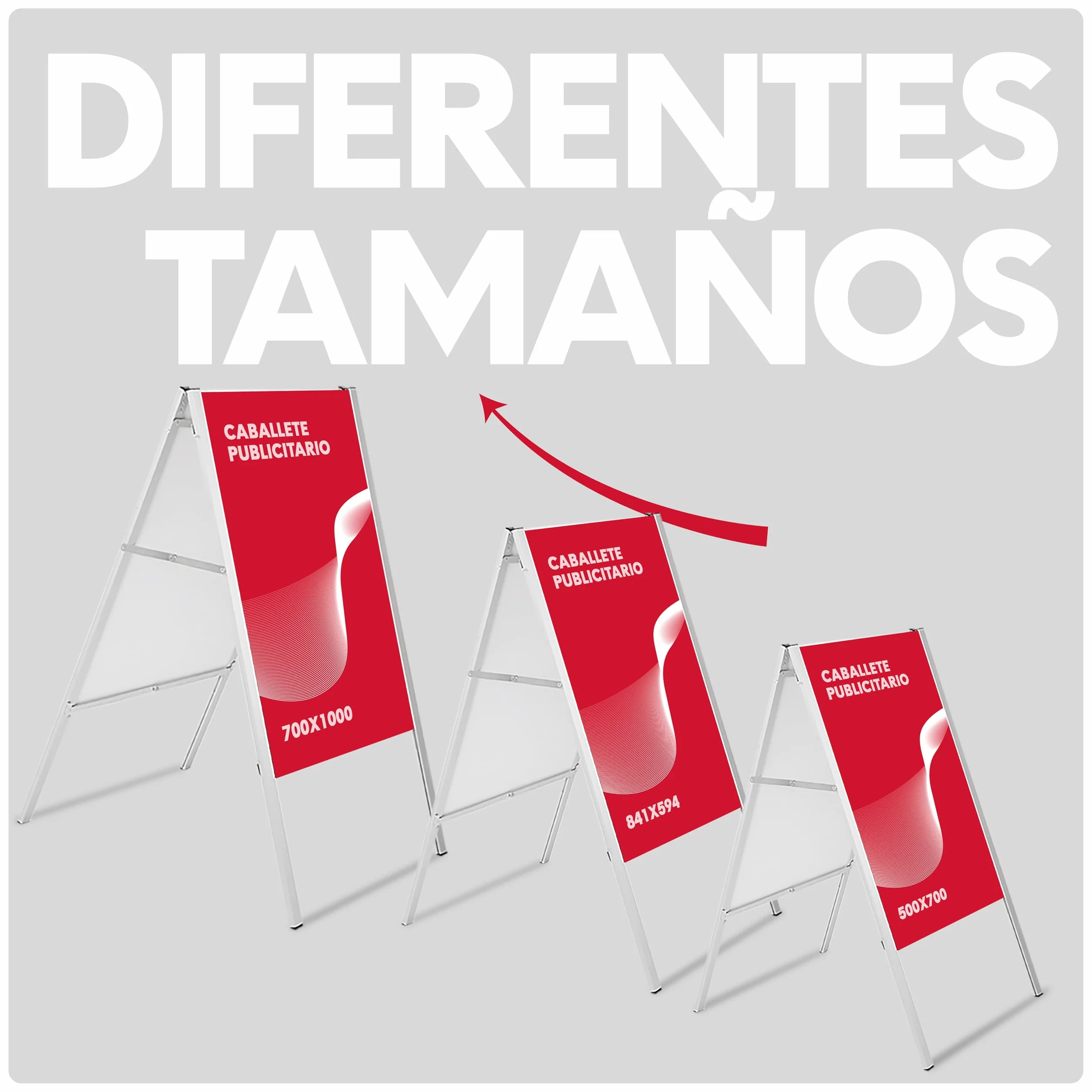 Caballete Publicitario Plegable 500x700 mm | Expositor Porta Carteles de Aluminio Doble Cara | Soporte Publicitario Ligero y Plegable para Anuncios, Ofertas y Menús